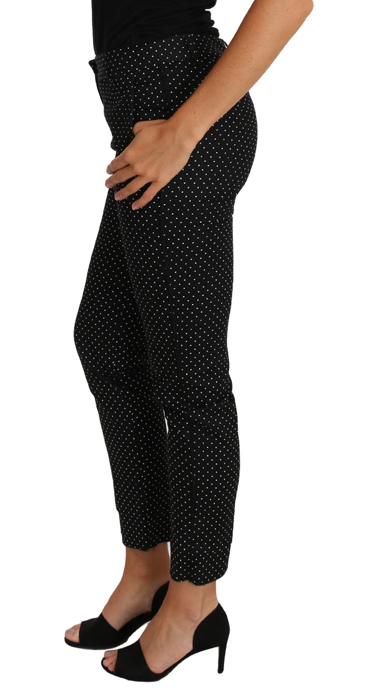 Robe noire Dolce & Gabbana à pois et pantalon droit court