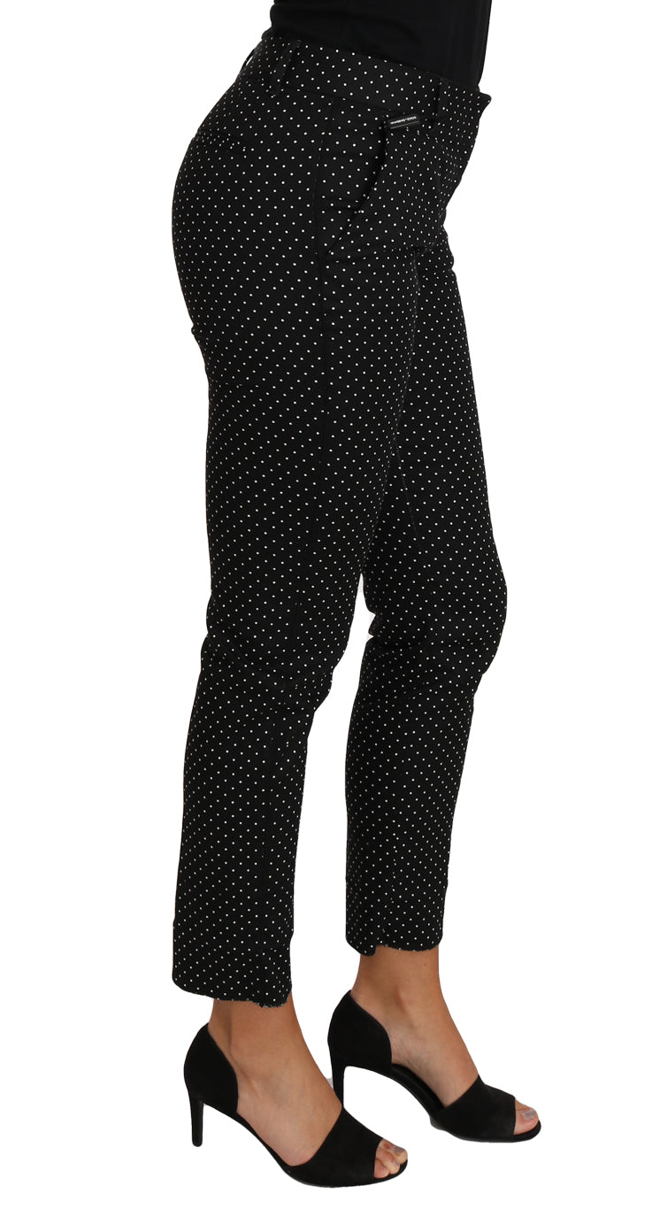 Robe noire Dolce & Gabbana à pois et pantalon droit court