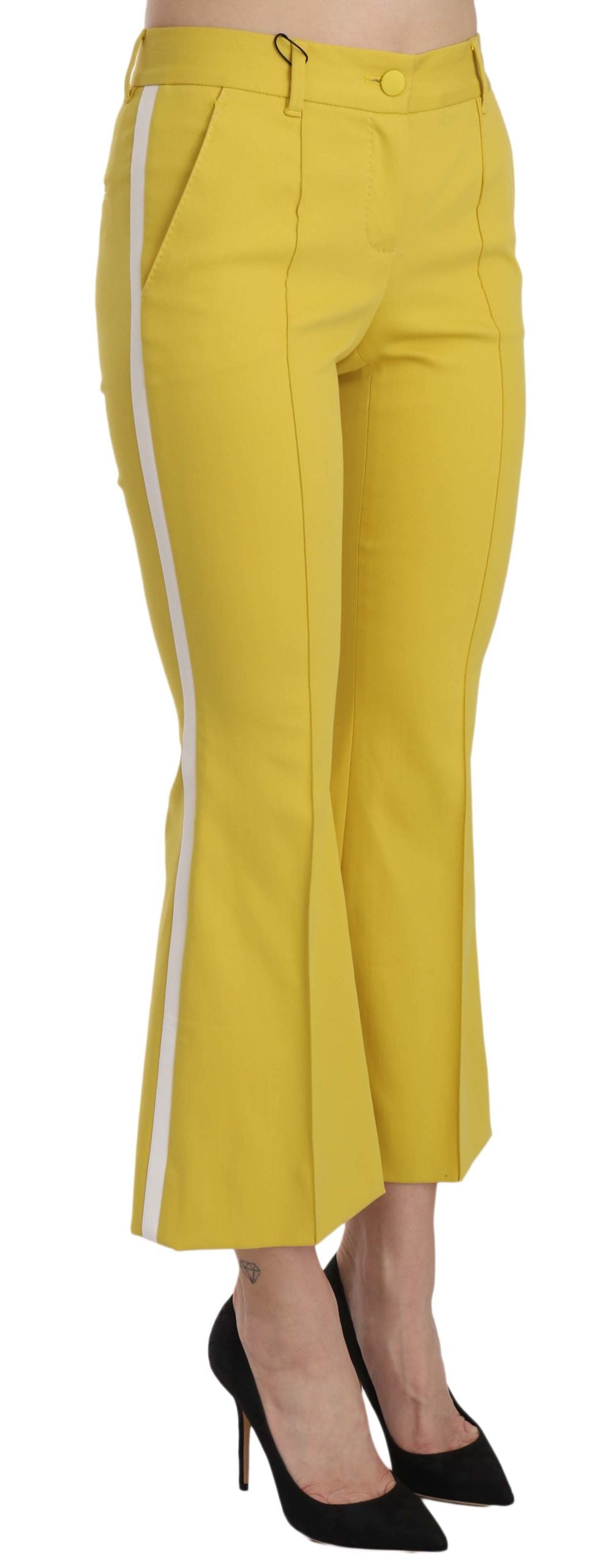 Pantalon capri évasé jaune en coton Dolce & Gabbana