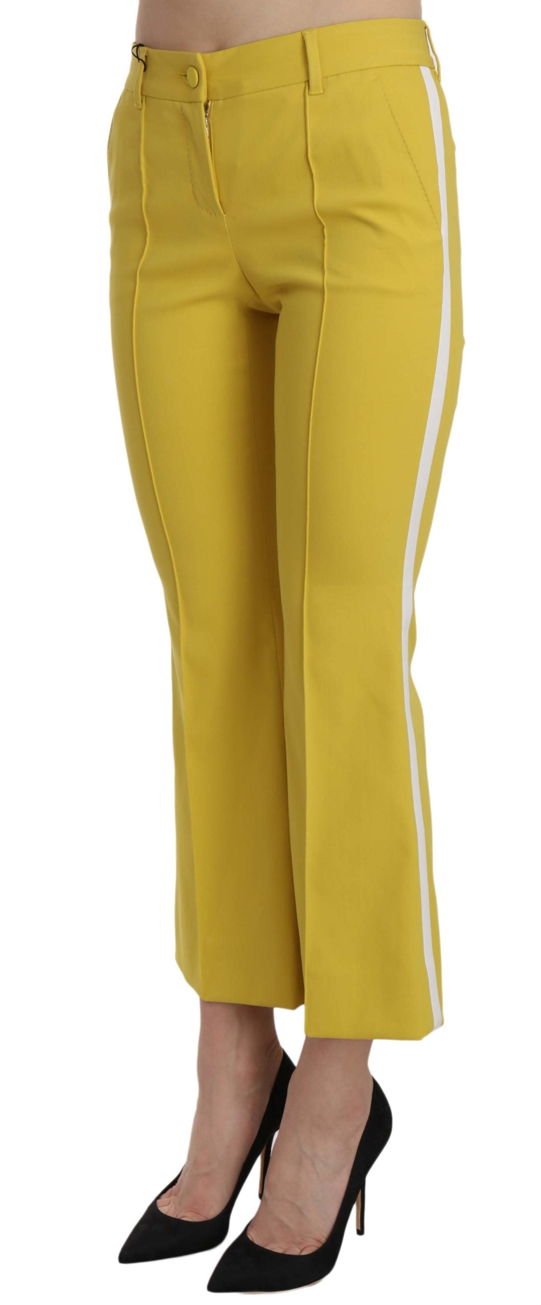 Pantalon capri évasé jaune en coton Dolce & Gabbana
