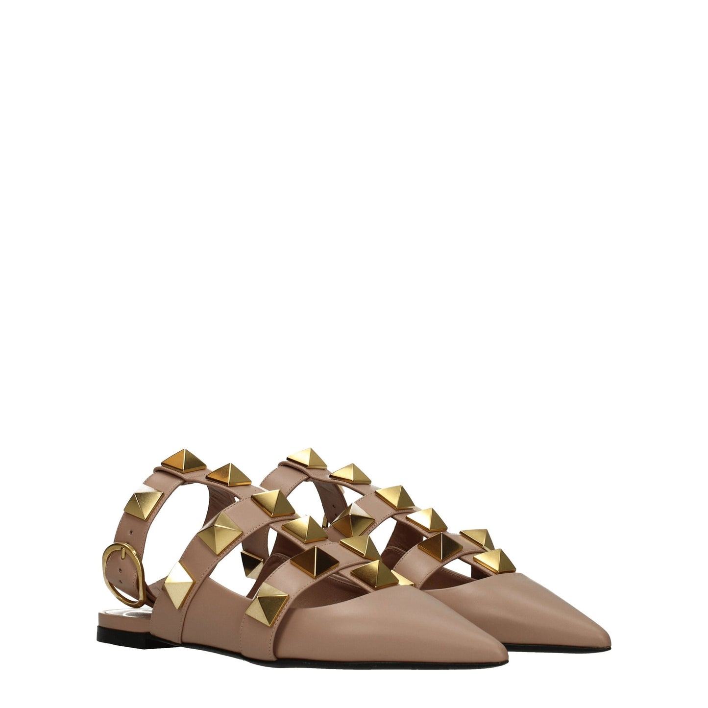 Sandales plates en cuir rose Valentino Garavani