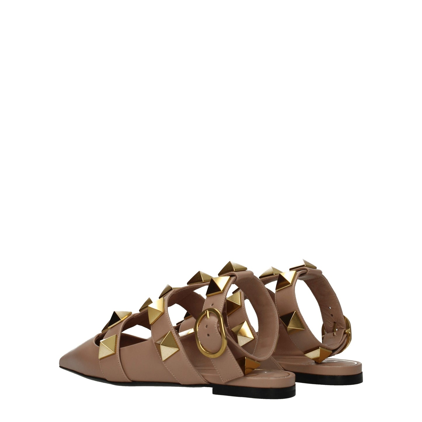Sandales plates en cuir rose Valentino Garavani