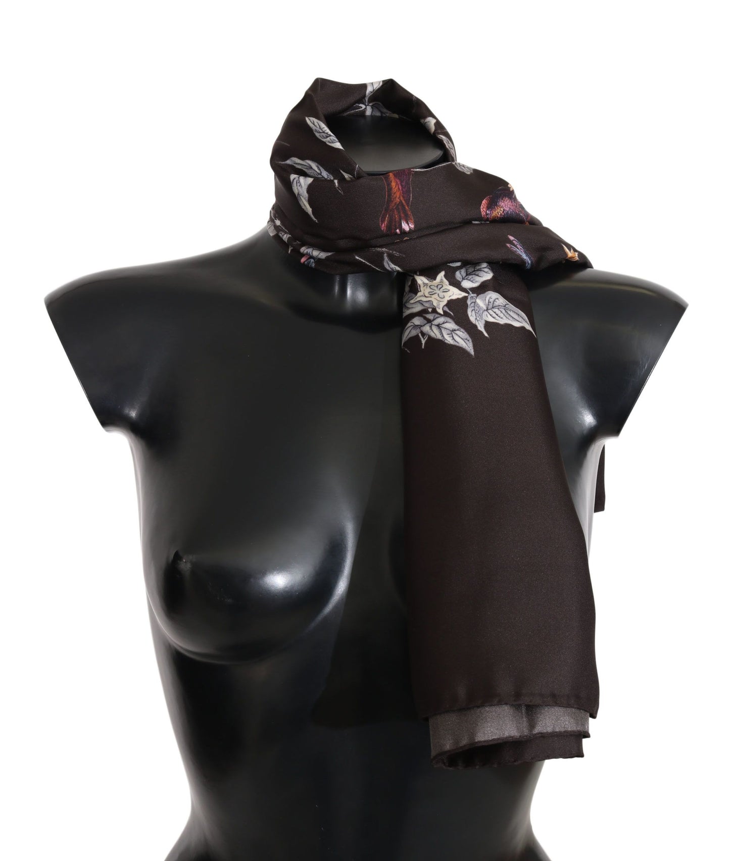 Foulard Dolce & Gabbana marron 100 % soie à imprimé oiseaux 80 cm x 95 cm, prix de vente conseillé