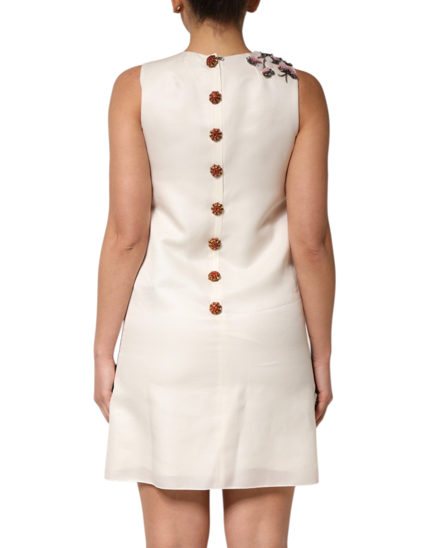 Robe courte trapèze ornée de cristaux multicolores Dolce & Gabbana