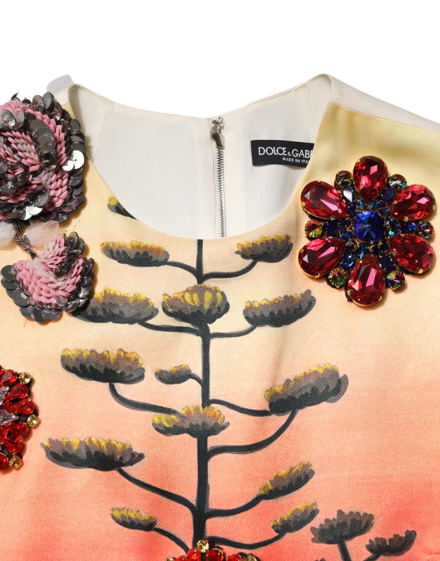 Robe courte trapèze ornée de cristaux multicolores Dolce & Gabbana