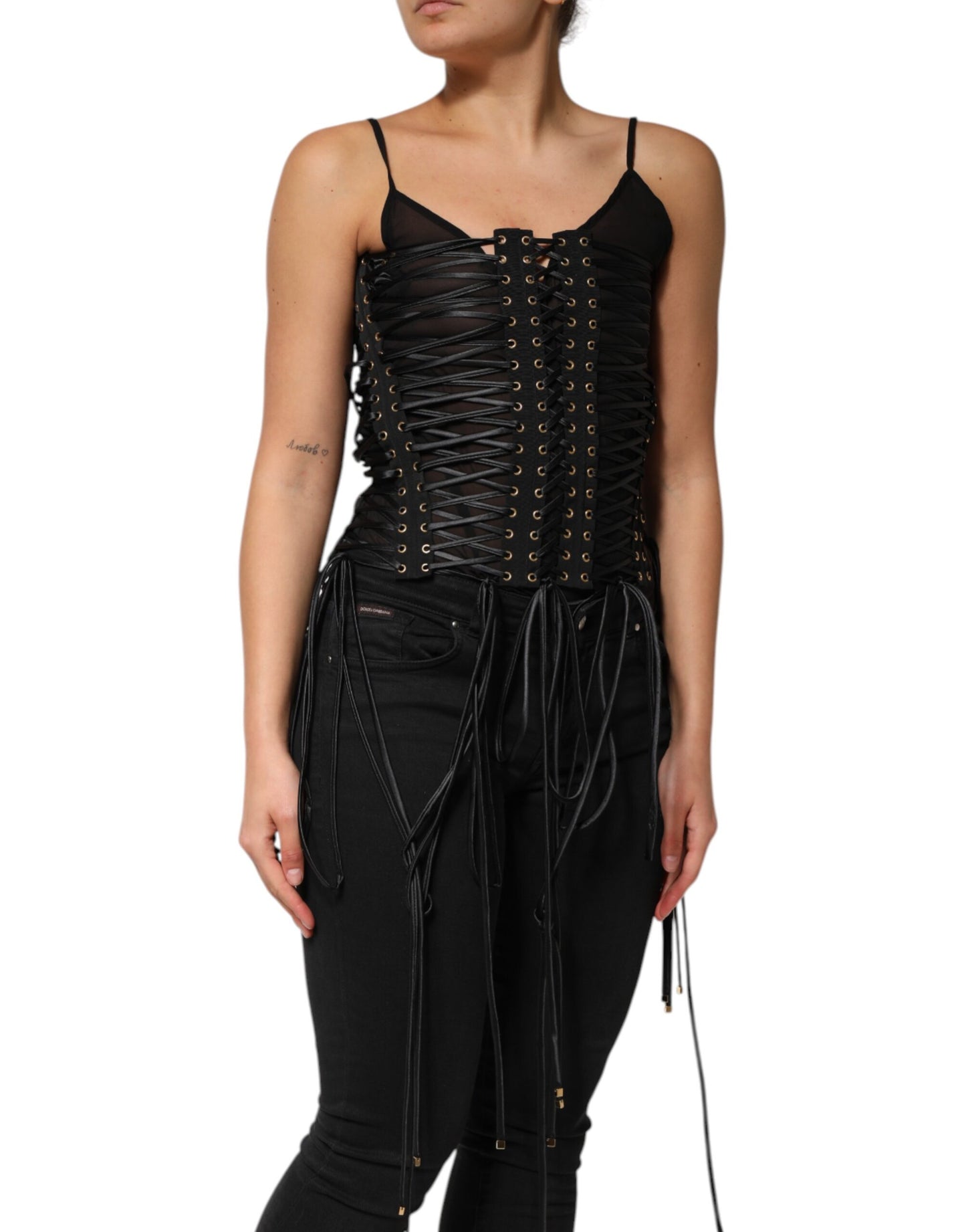 Haut style corset à œillets noirs Dolce & Gabbana