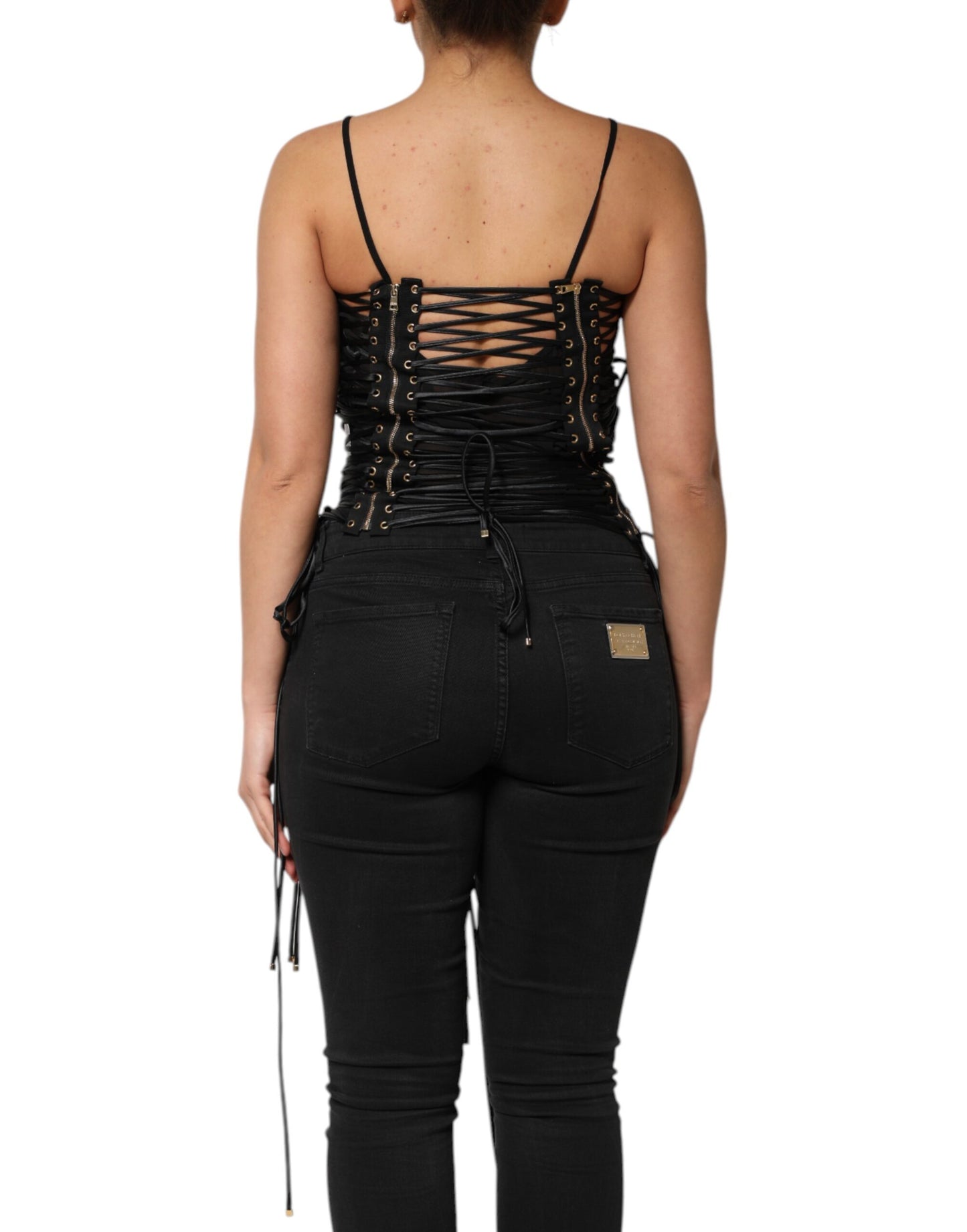 Haut style corset à œillets noirs Dolce & Gabbana