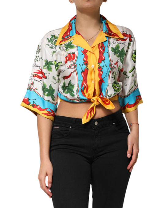 Chemisier court en soie multicolore Chili Dolce & Gabbana