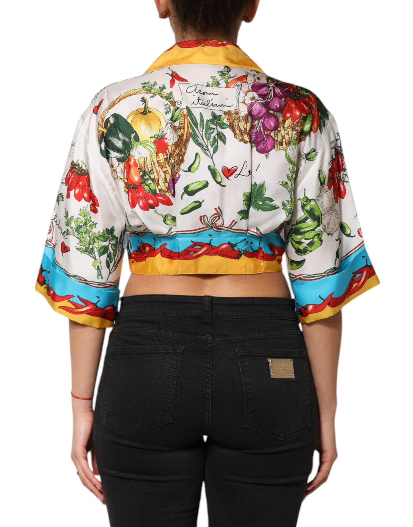 Chemisier court en soie multicolore Chili Dolce & Gabbana