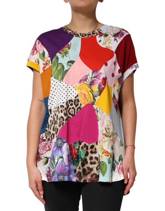 Chemisier en coton et soie multicolore patchwork Dolce & Gabbana