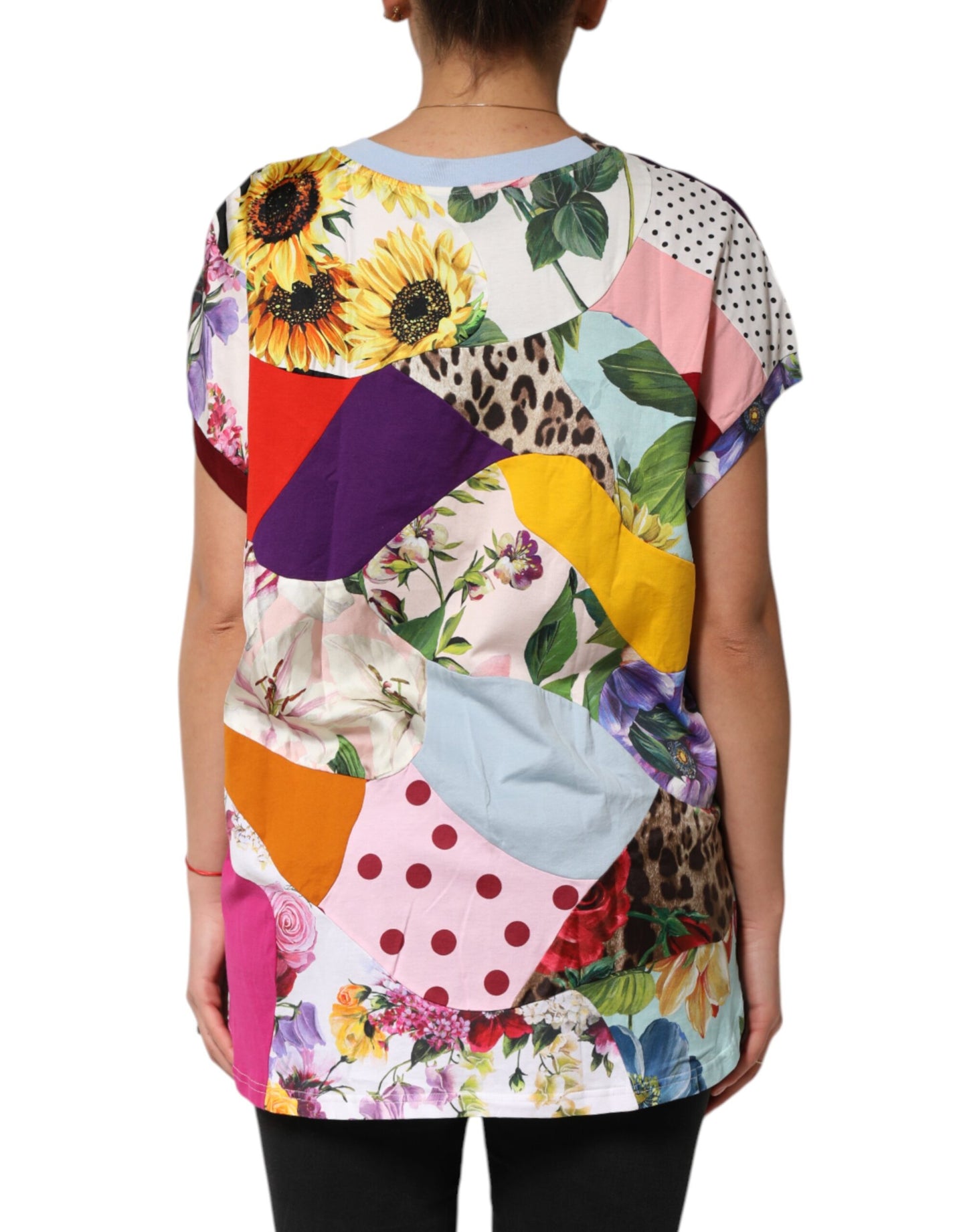 Dolce & Gabbana Multicolor Patchwork Cotton Silk Blouse Top