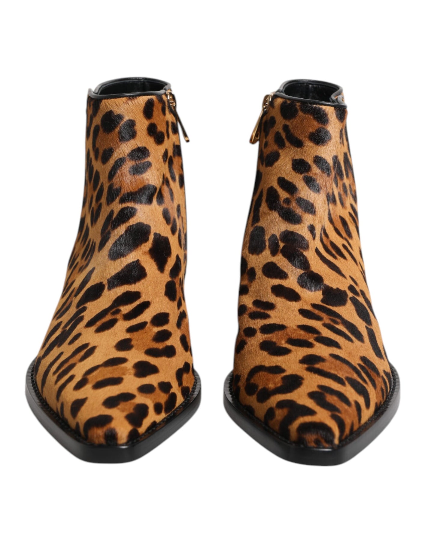 Bottines en fourrure de veau léopard marron Dolce & Gabbana