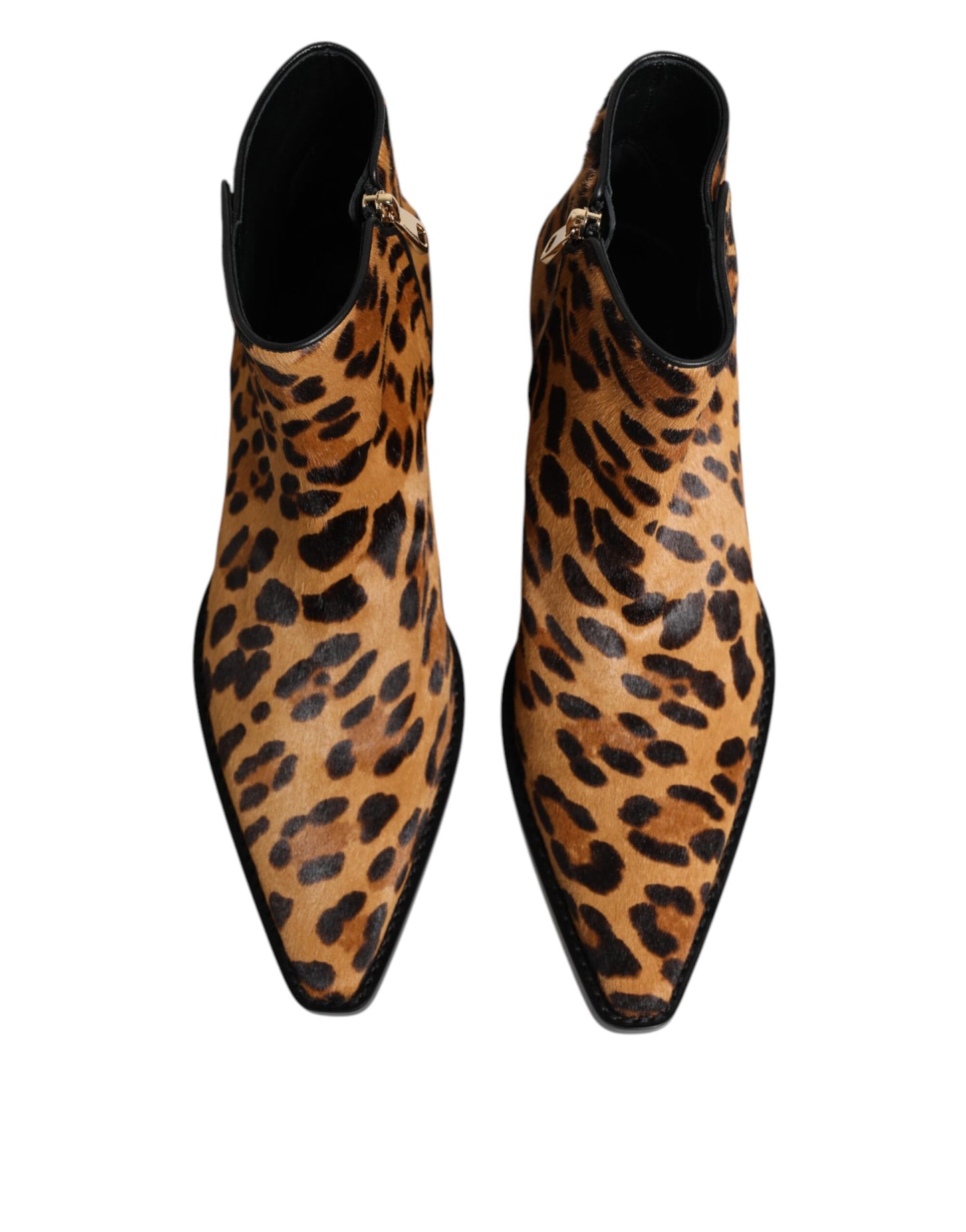 Bottines en fourrure de veau léopard marron Dolce & Gabbana