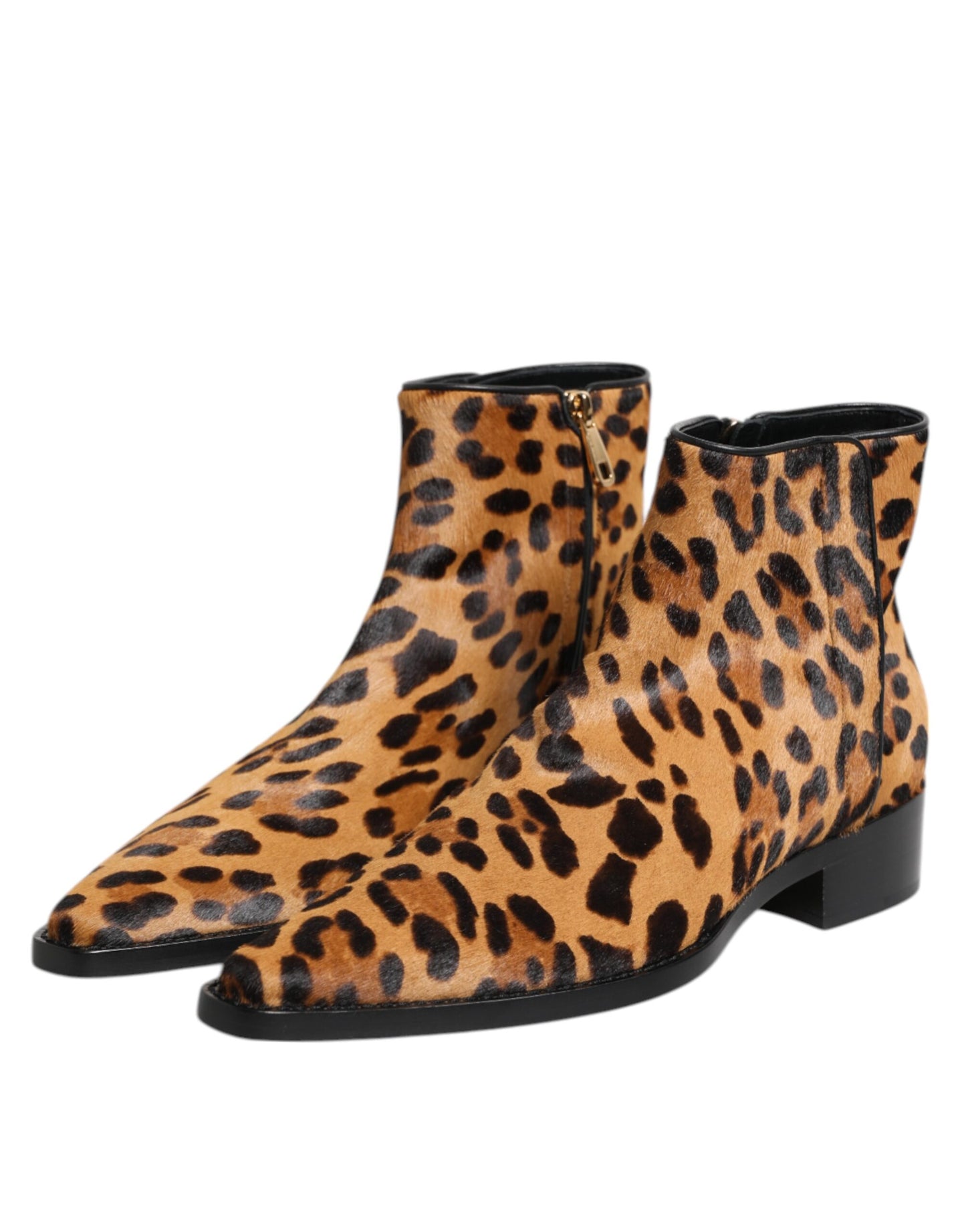 Bottines en fourrure de veau léopard marron Dolce & Gabbana