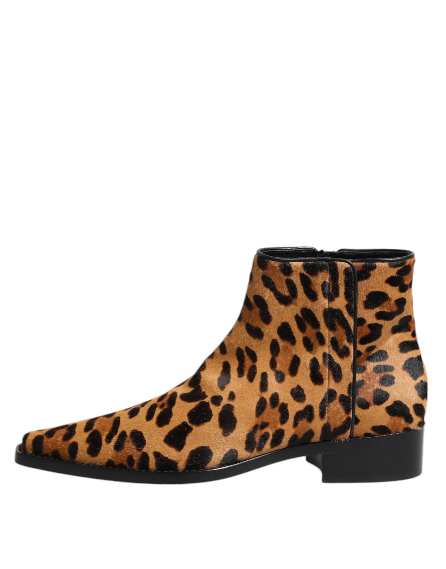 Bottines en fourrure de veau léopard marron Dolce & Gabbana