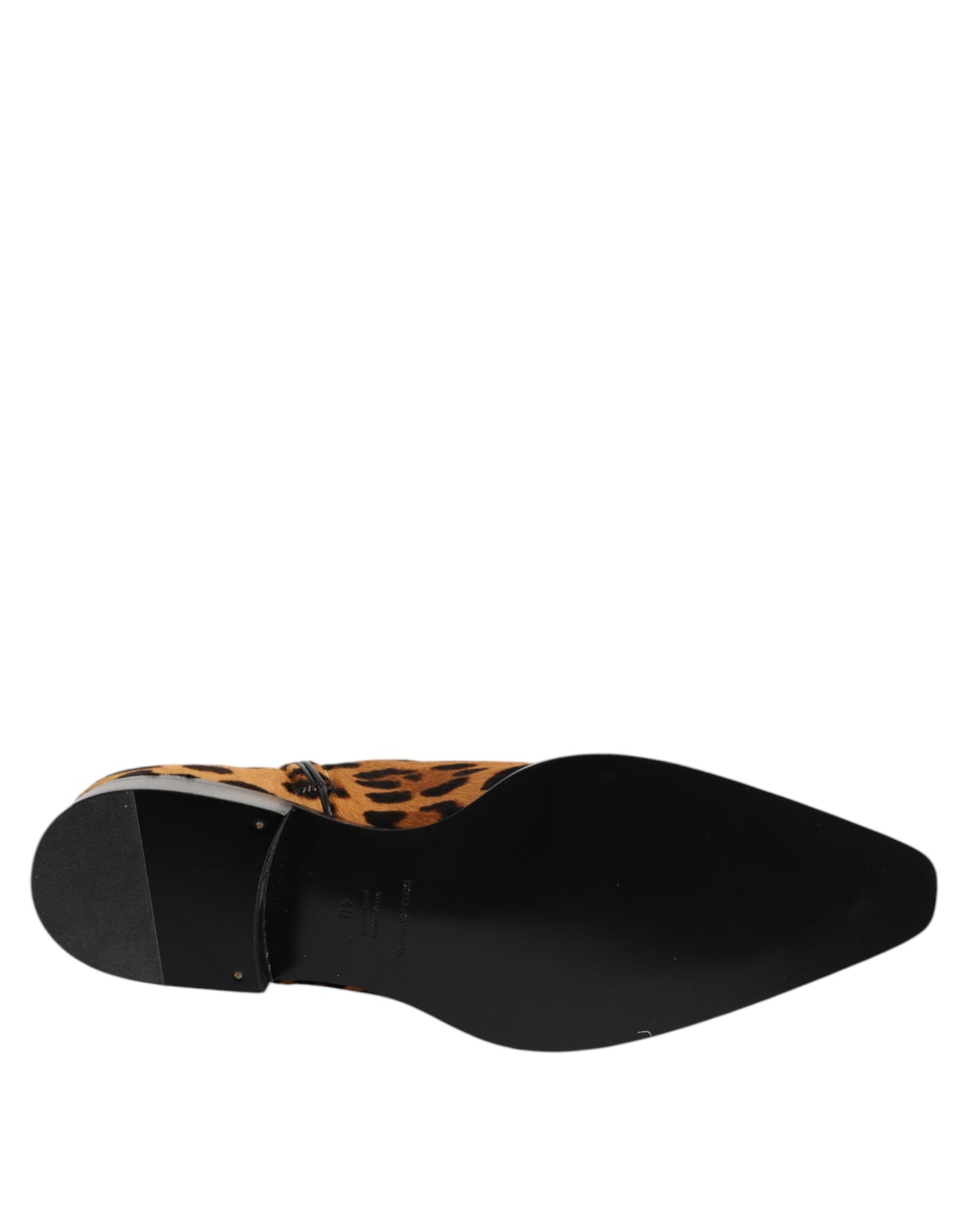 Bottines en fourrure de veau léopard marron Dolce & Gabbana