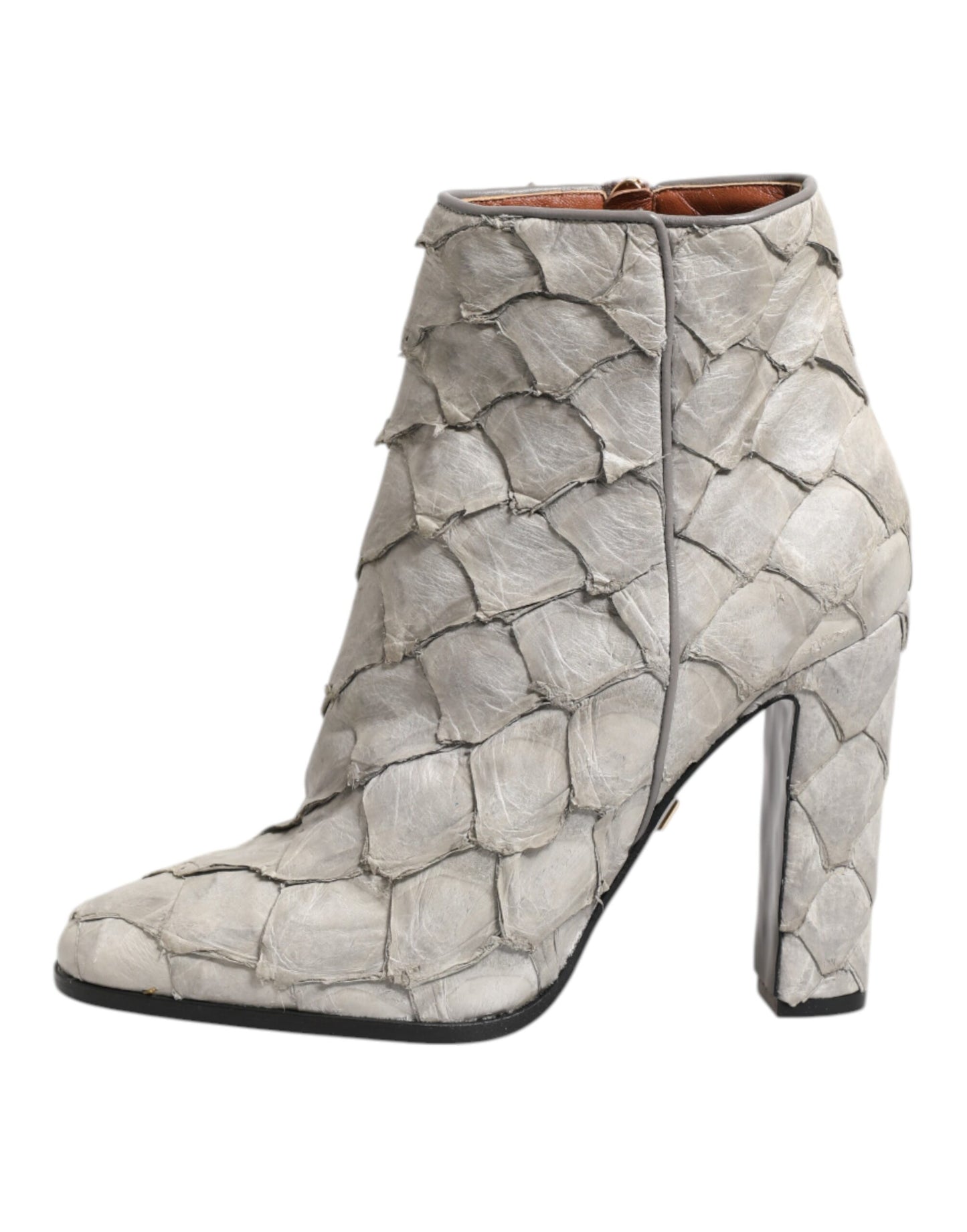 Dolce & Gabbana Off White Leder Heels Ankle Boots Schuhe