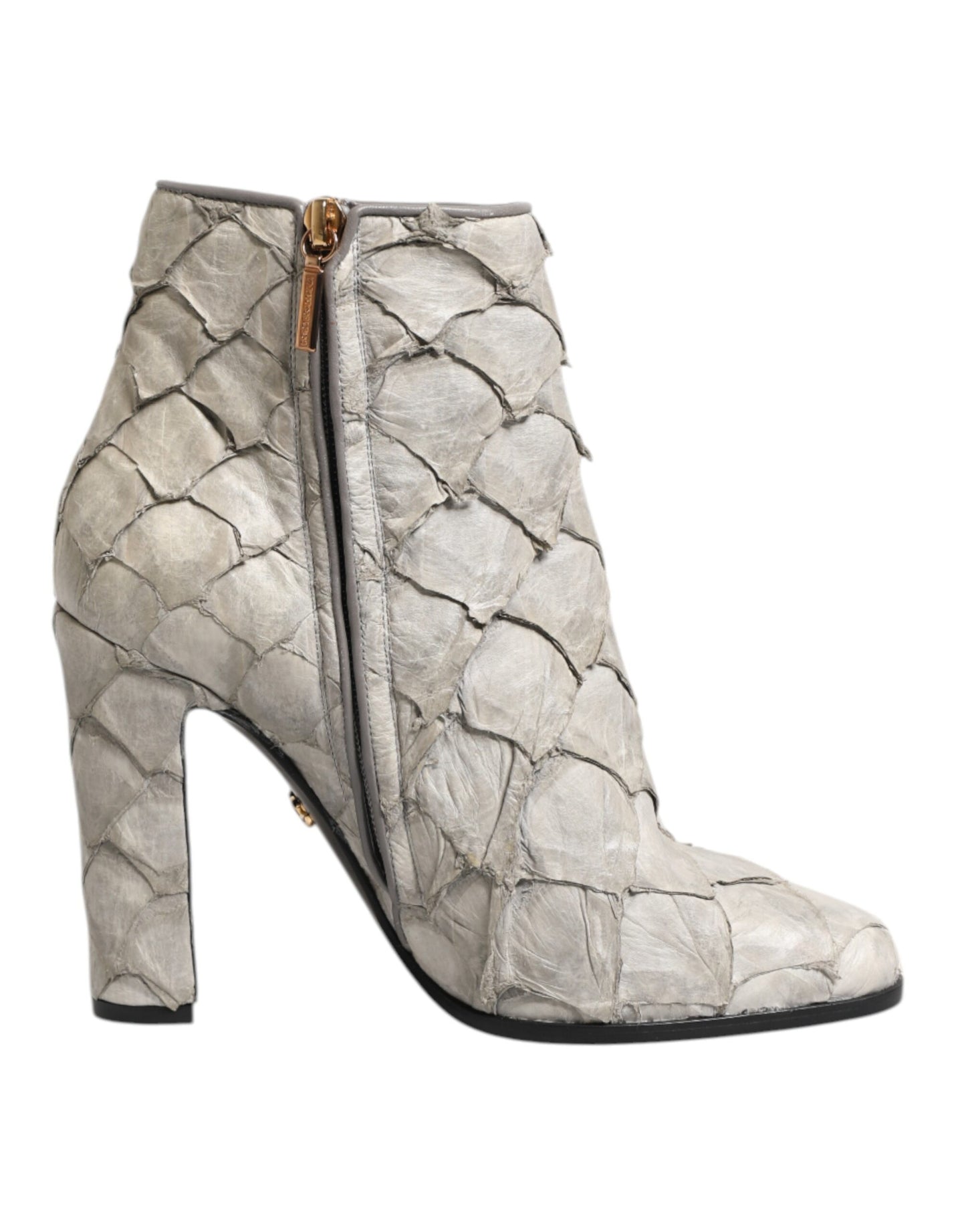 Dolce & Gabbana Off White Leder Heels Ankle Boots Schuhe
