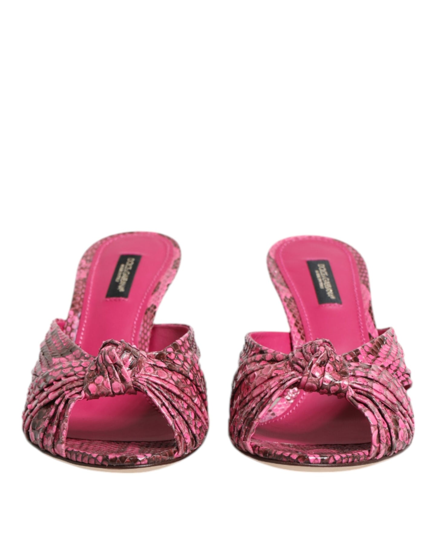 Sandales à talons en cuir rose Dolce & Gabbana