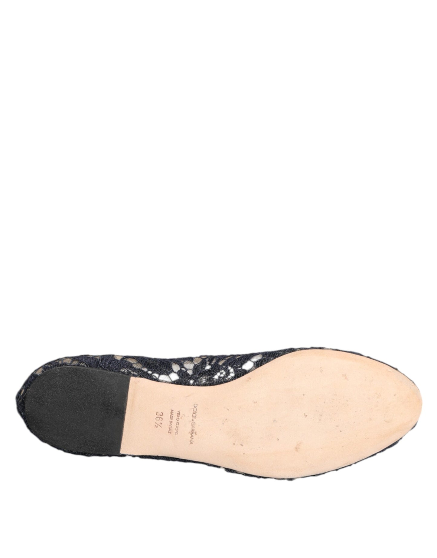 Chaussures plates Dolce & Gabbana en dentelle bleue Taormina avec cristaux
