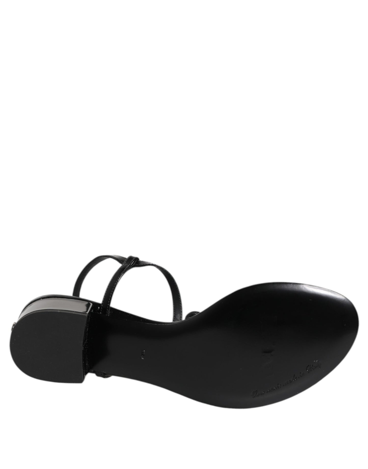 Sandales Dolce & Gabbana en cuir noir avec bride à la cheville et cristaux