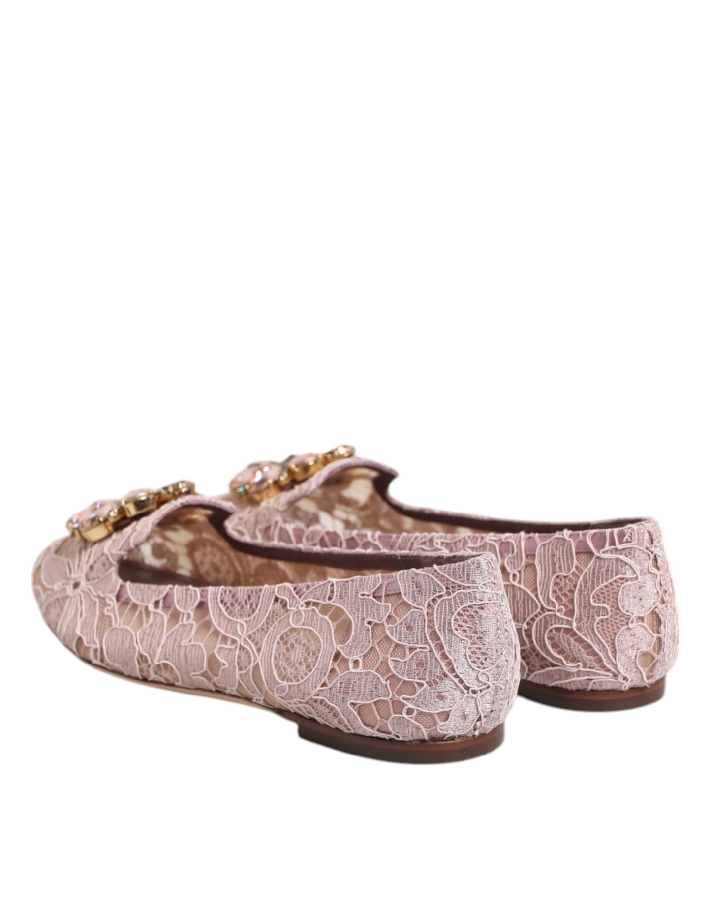 Chaussures plates Dolce & Gabbana roses en dentelle et cristaux Taormina