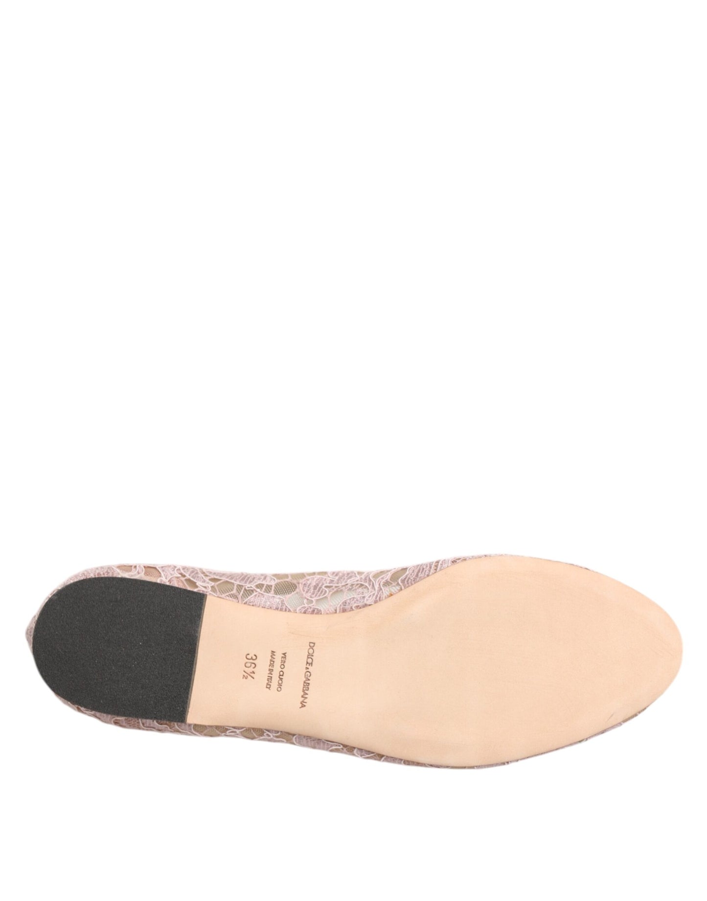 Chaussures plates Dolce & Gabbana roses en dentelle et cristaux Taormina