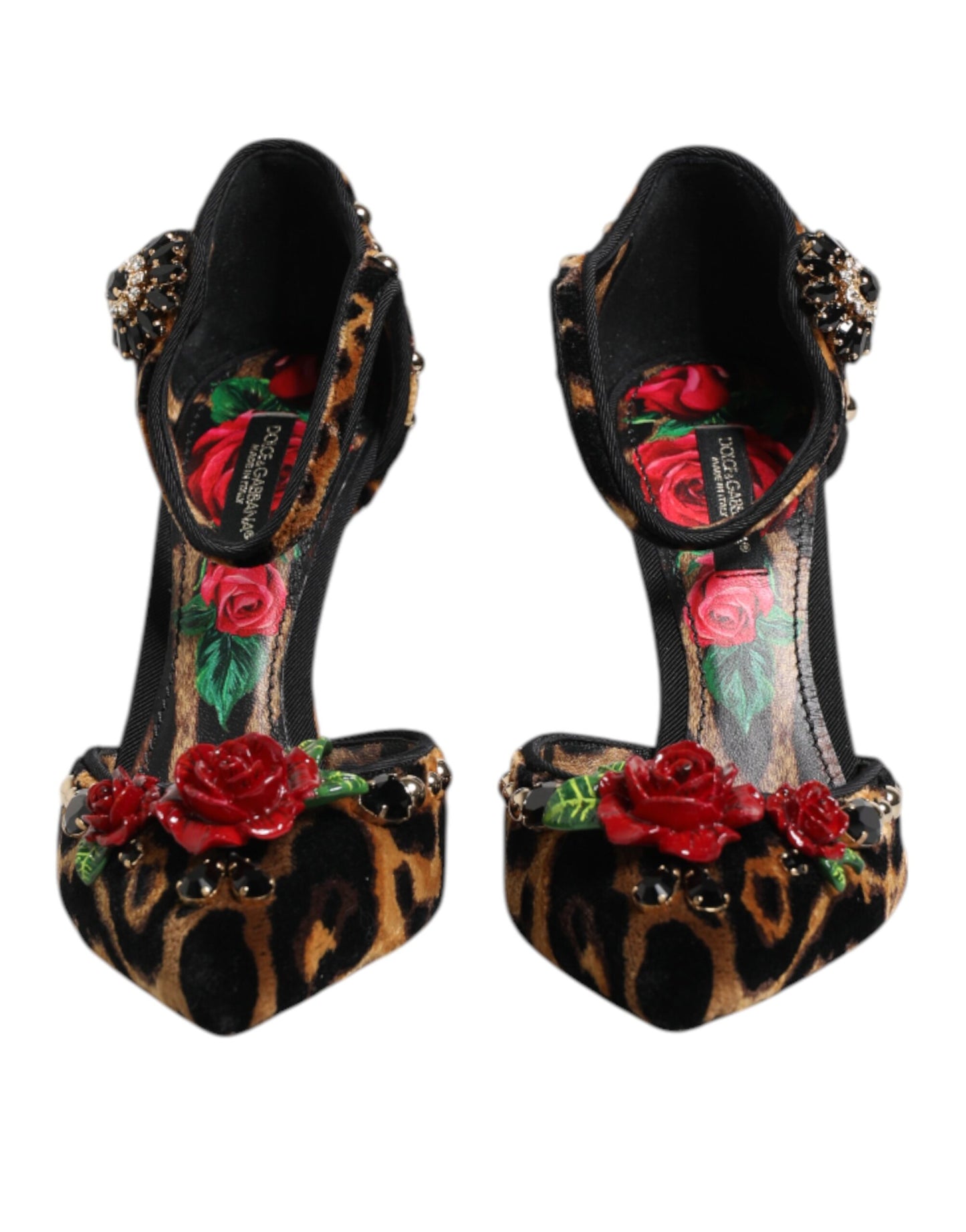 Escarpins Dolce & Gabbana marron léopard avec cristaux roses