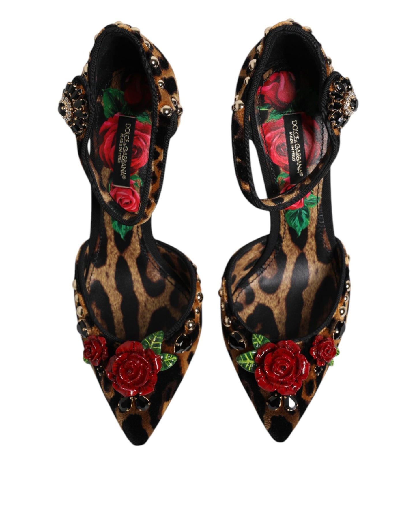 Escarpins Dolce & Gabbana marron léopard avec cristaux roses