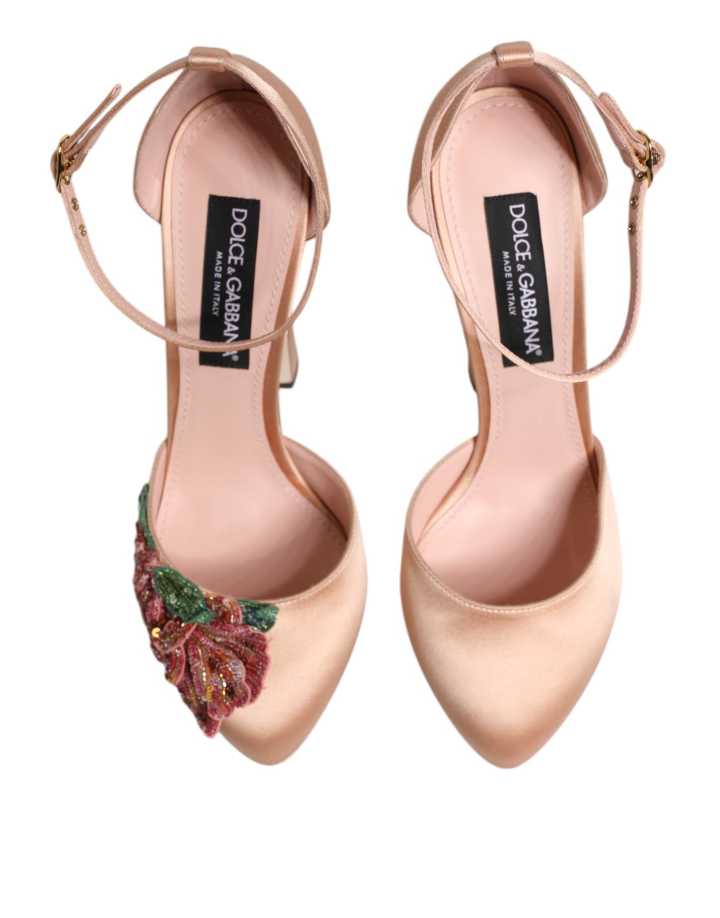 Sandales à talons compensés roses Dolce & Gabbana avec bride à la cheville