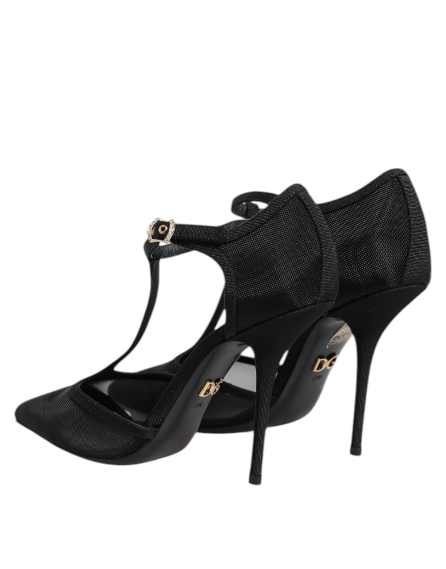 Chaussures à talons aiguilles et brides en T en maille noire Dolce & Gabbana