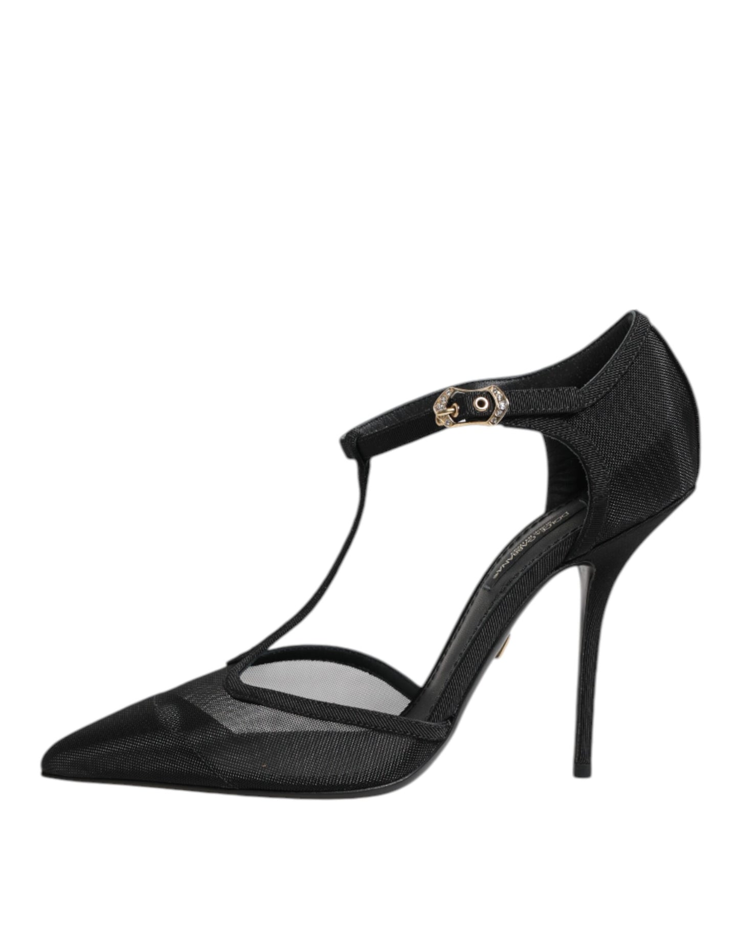 Chaussures à talons aiguilles et brides en T en maille noire Dolce & Gabbana