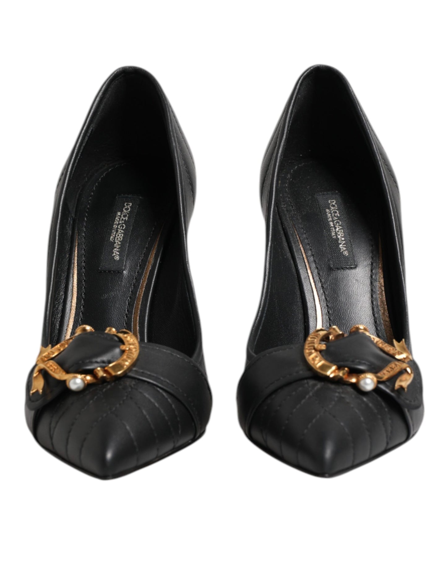 Escarpins à talons en cuir noir Dolce & Gabbana Devotion