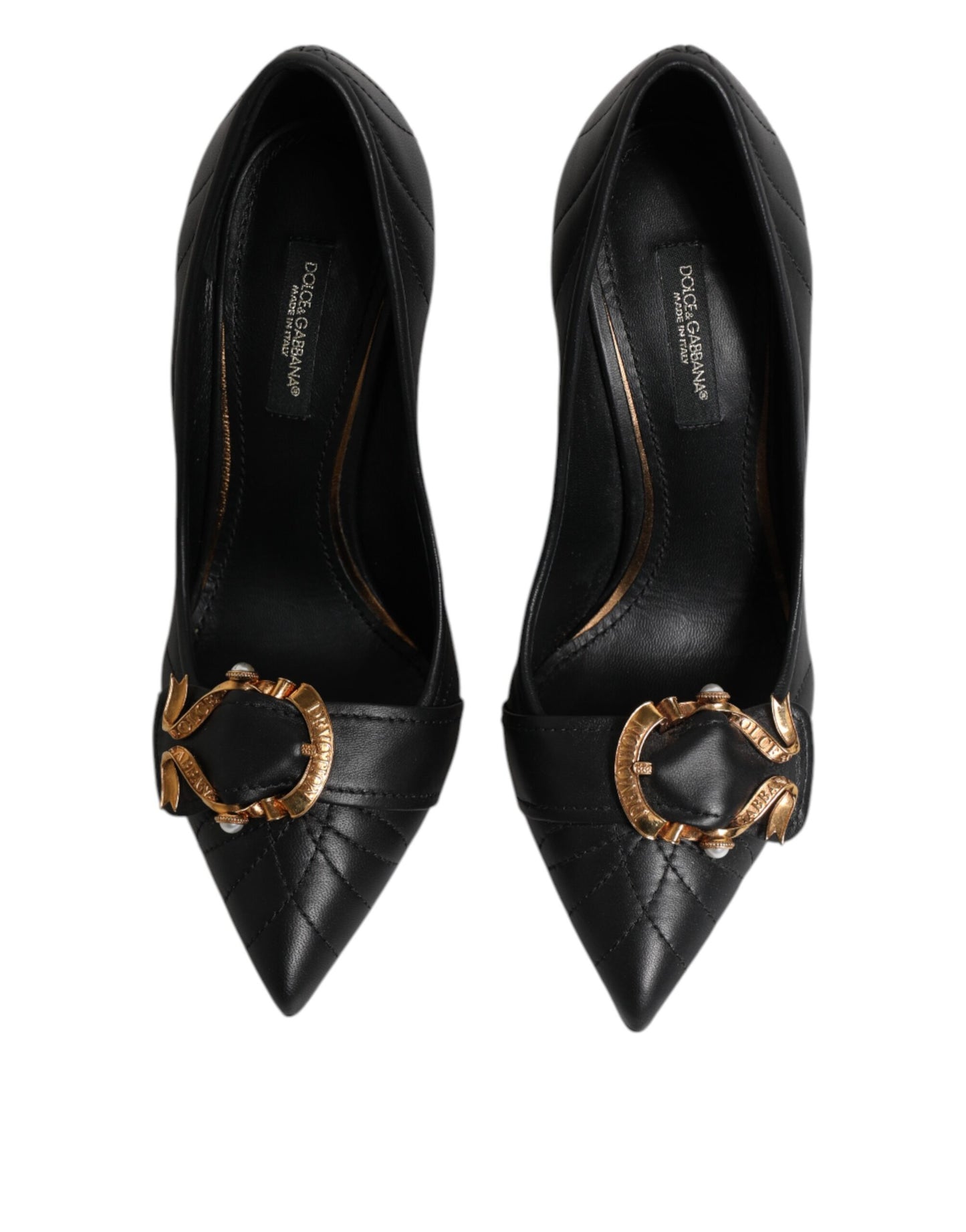 Escarpins à talons en cuir noir Dolce & Gabbana Devotion