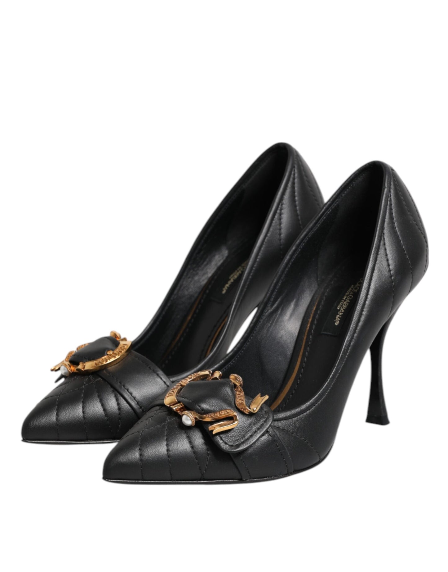 Escarpins à talons en cuir noir Dolce & Gabbana Devotion
