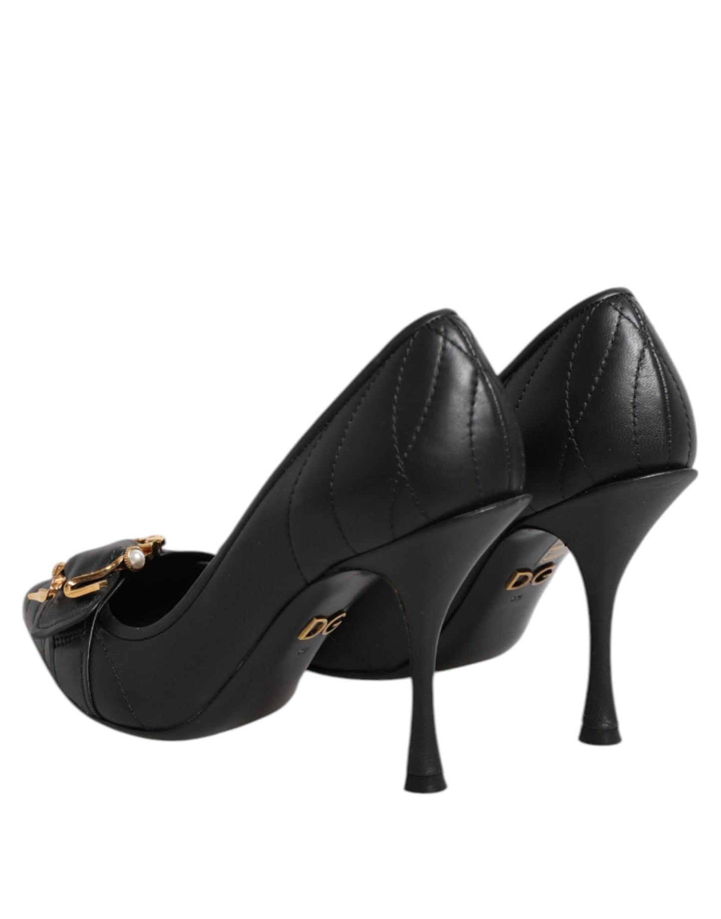 Escarpins à talons en cuir noir Dolce & Gabbana Devotion