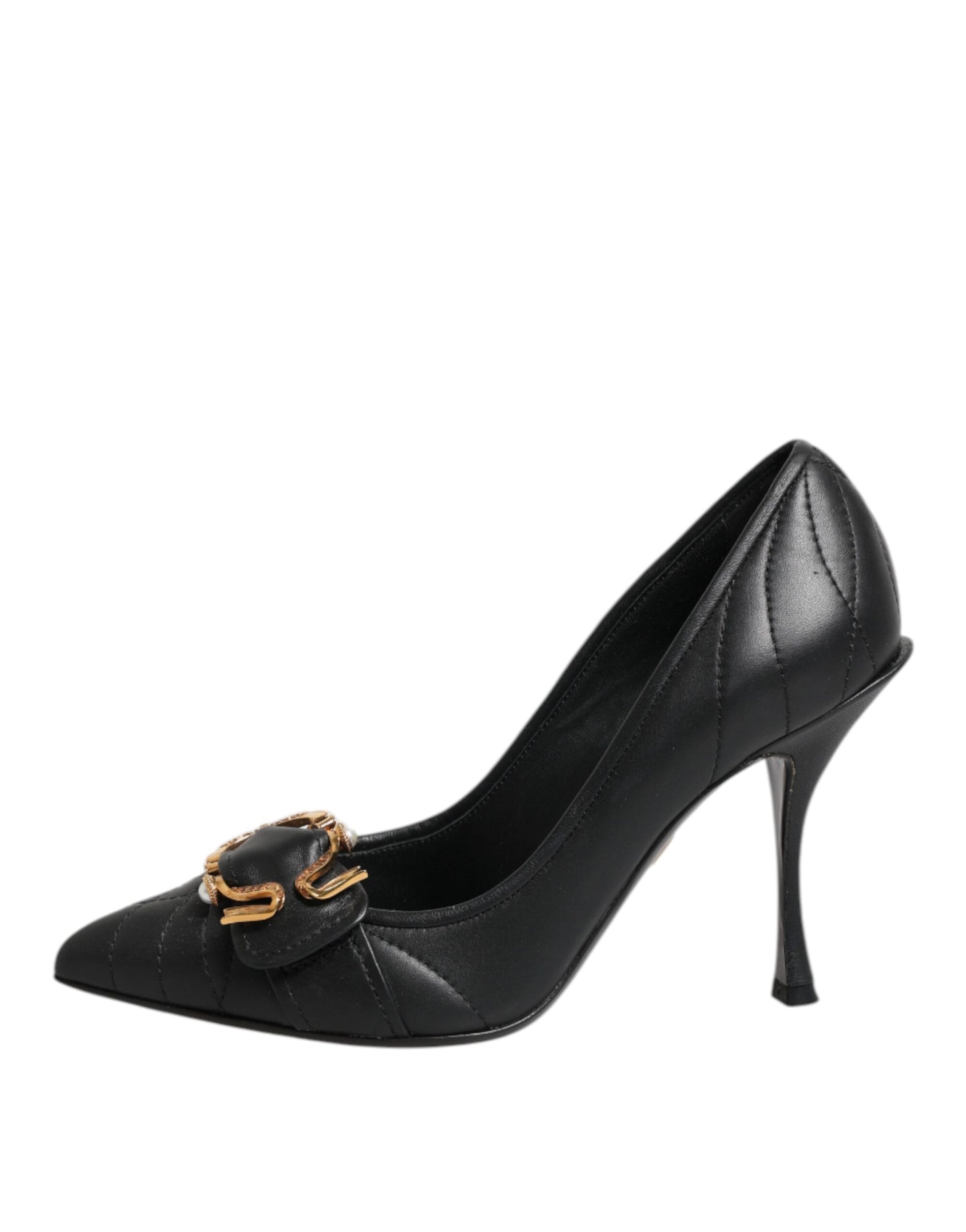 Escarpins à talons en cuir noir Dolce & Gabbana Devotion