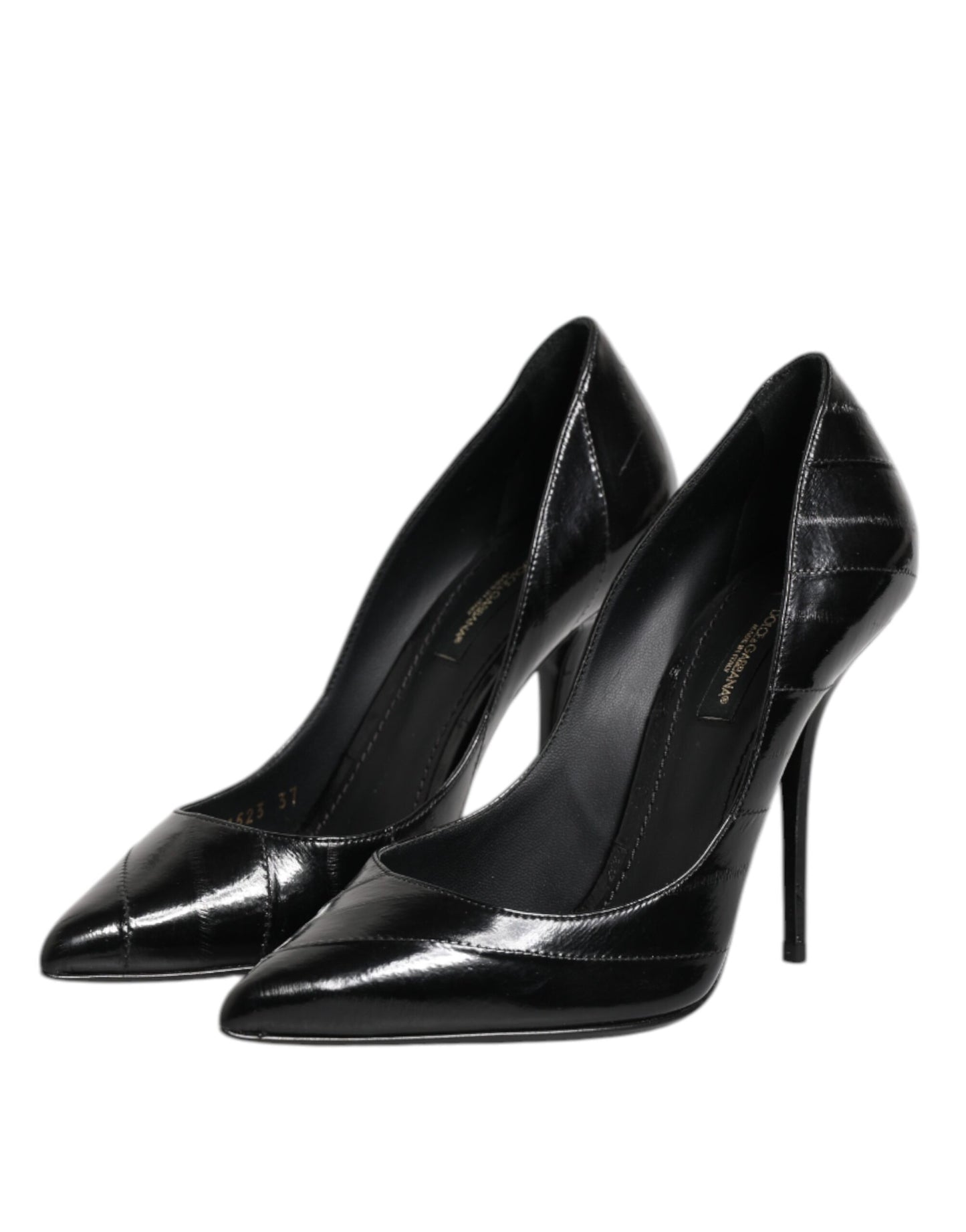 Escarpins à talons aiguilles en cuir noir Dolce & Gabbana