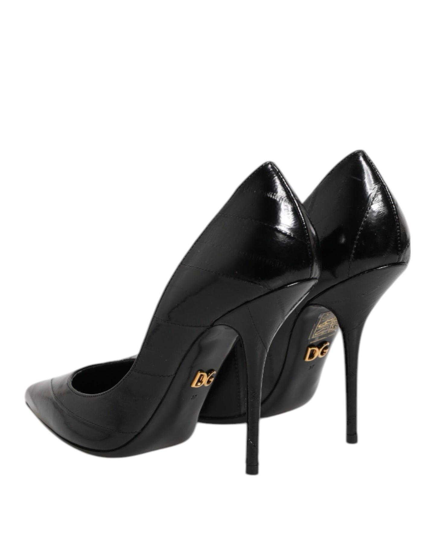Escarpins à talons aiguilles en cuir noir Dolce & Gabbana