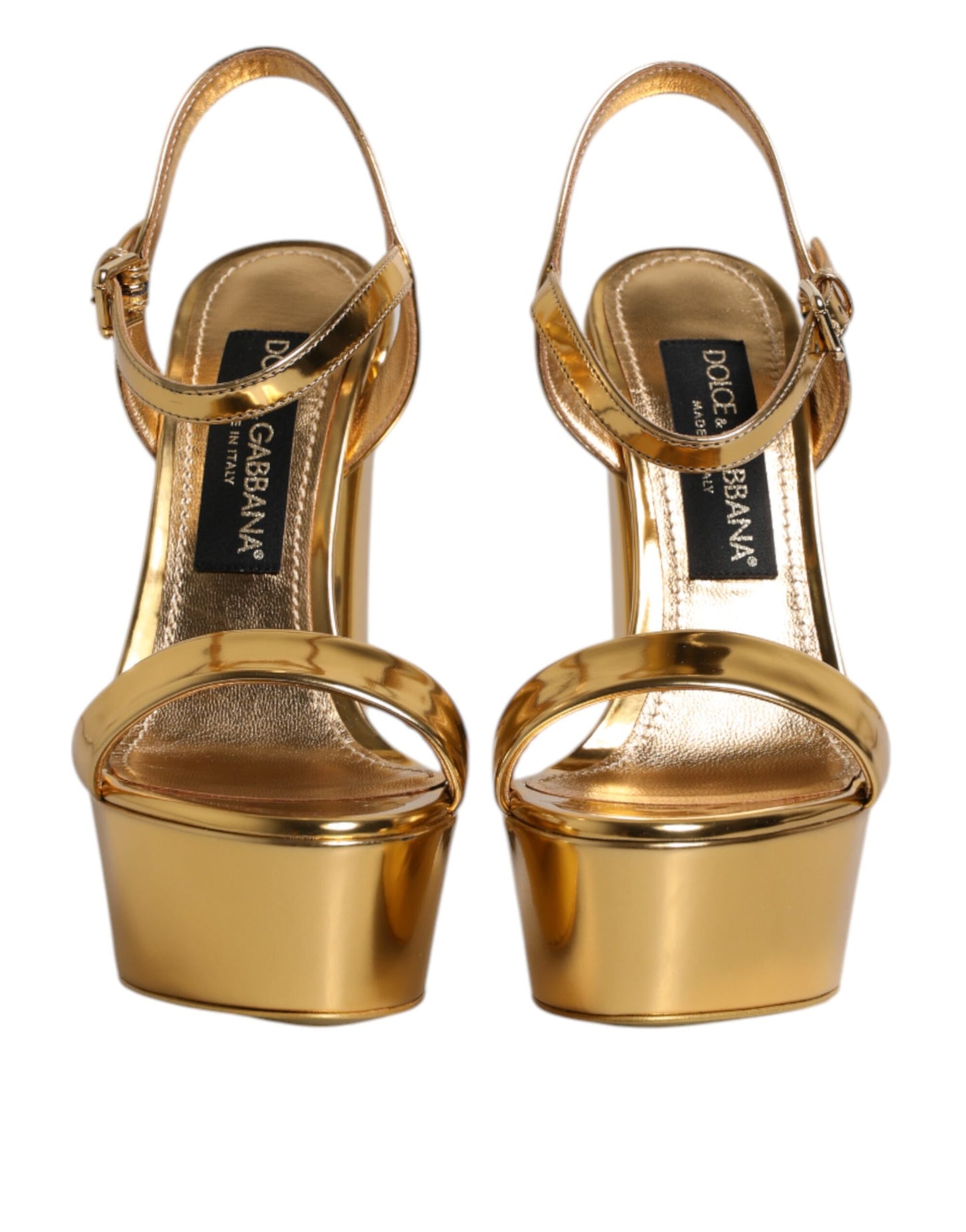 Sandales à plateforme en cuir doré Dolce & Gabbana Keira