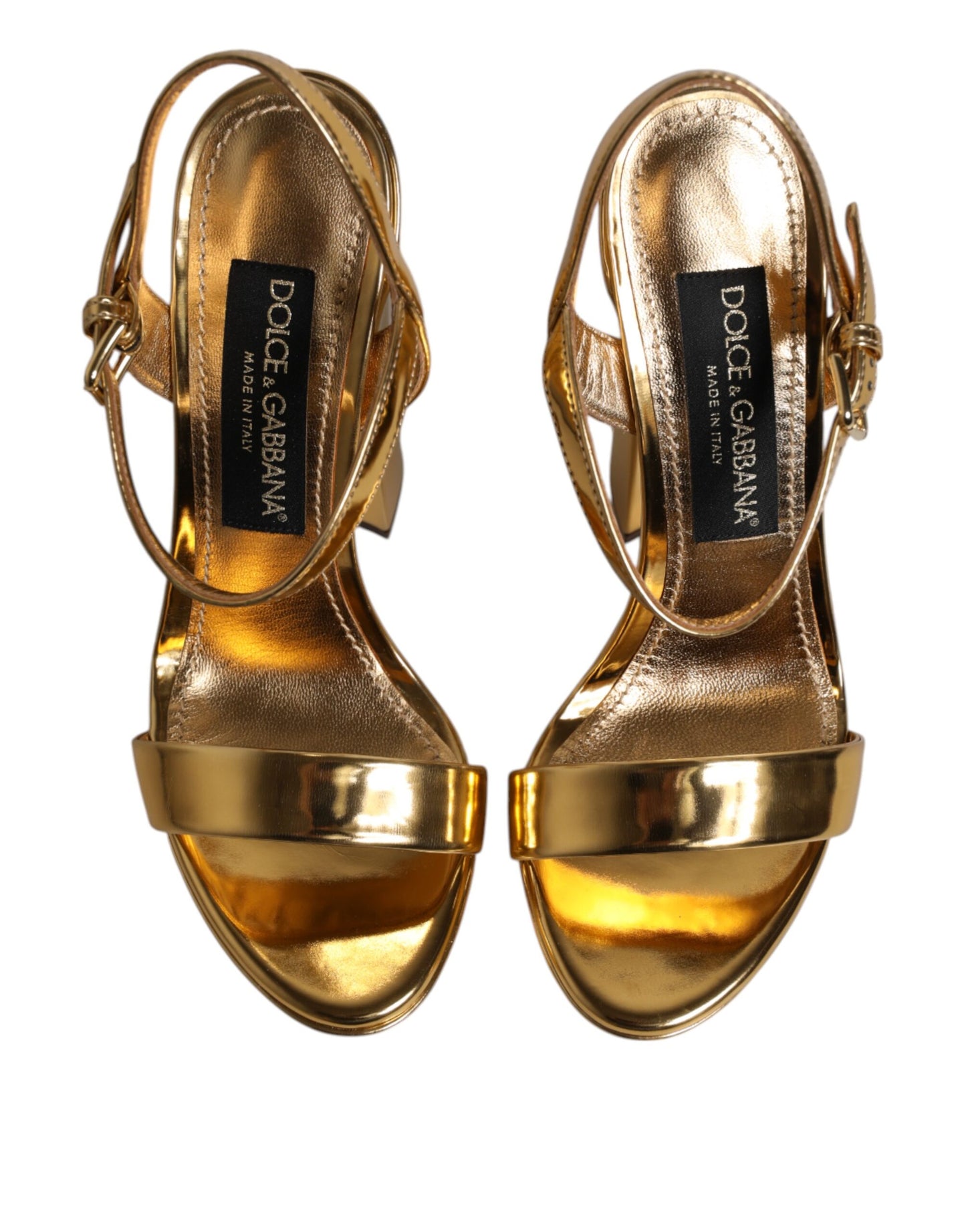 Sandales à plateforme en cuir doré Dolce & Gabbana Keira