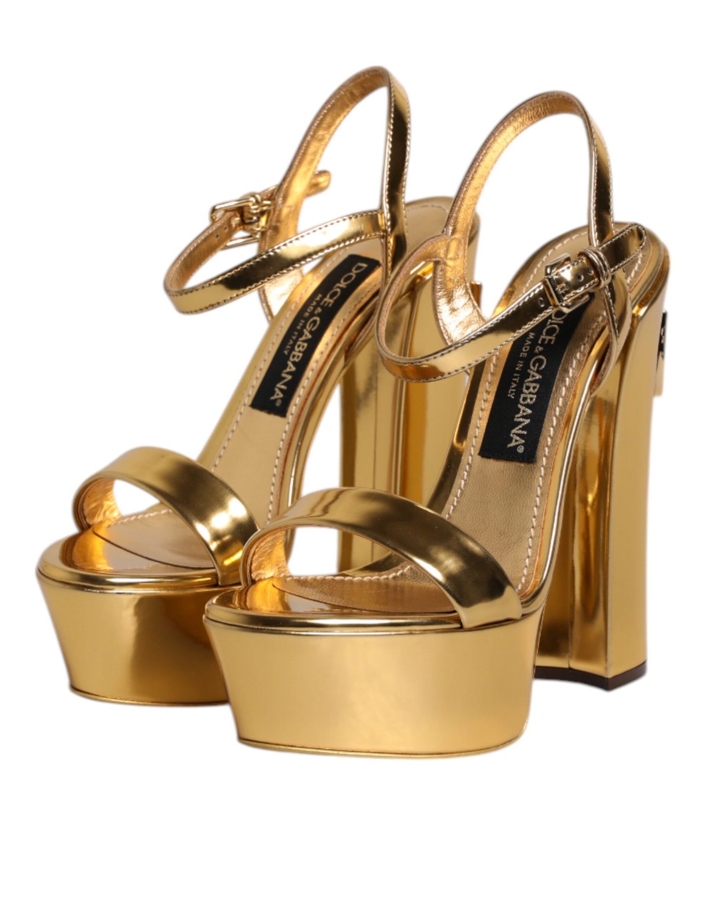 Sandales à plateforme en cuir doré Dolce & Gabbana Keira