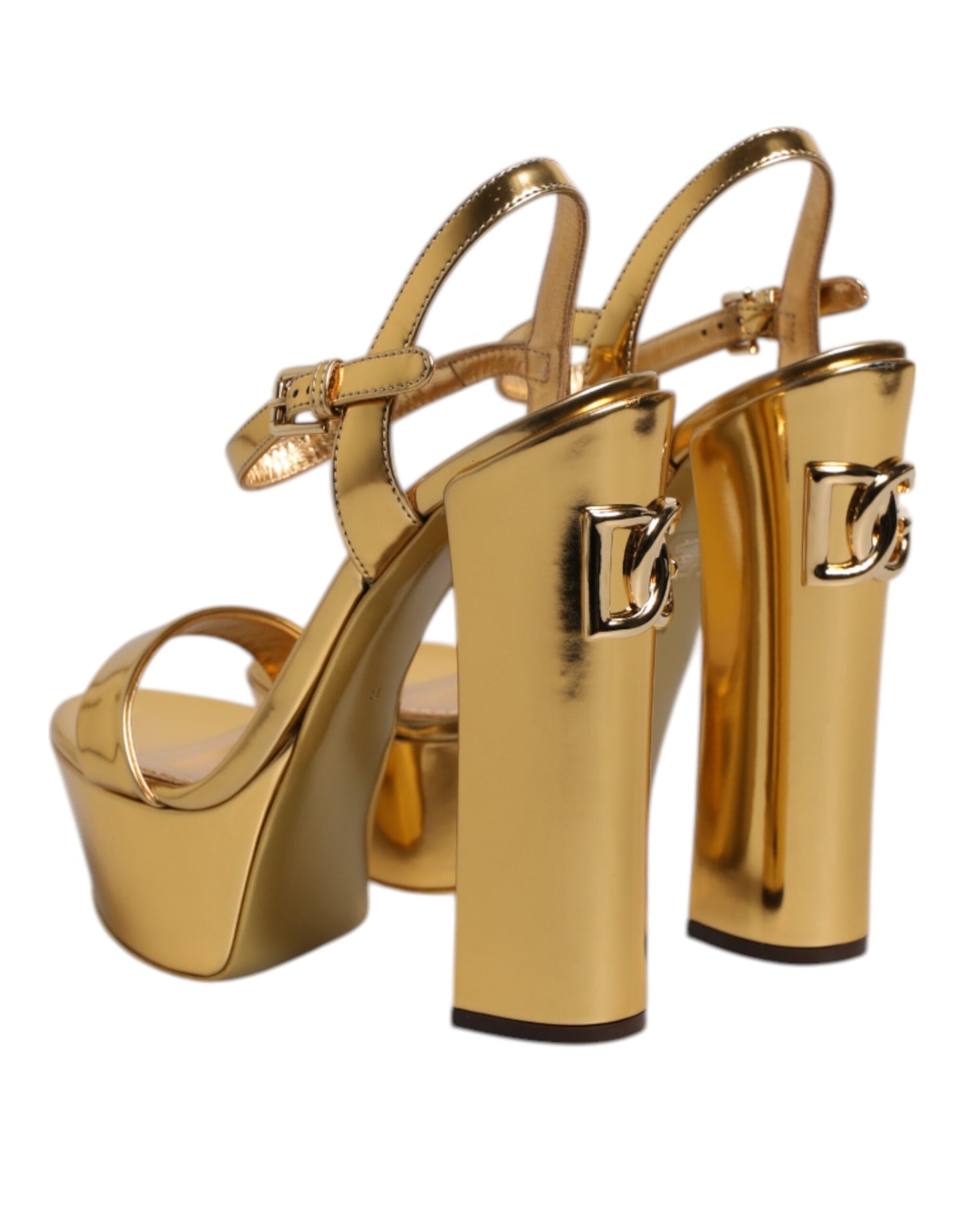 Sandales à plateforme en cuir doré Dolce & Gabbana Keira