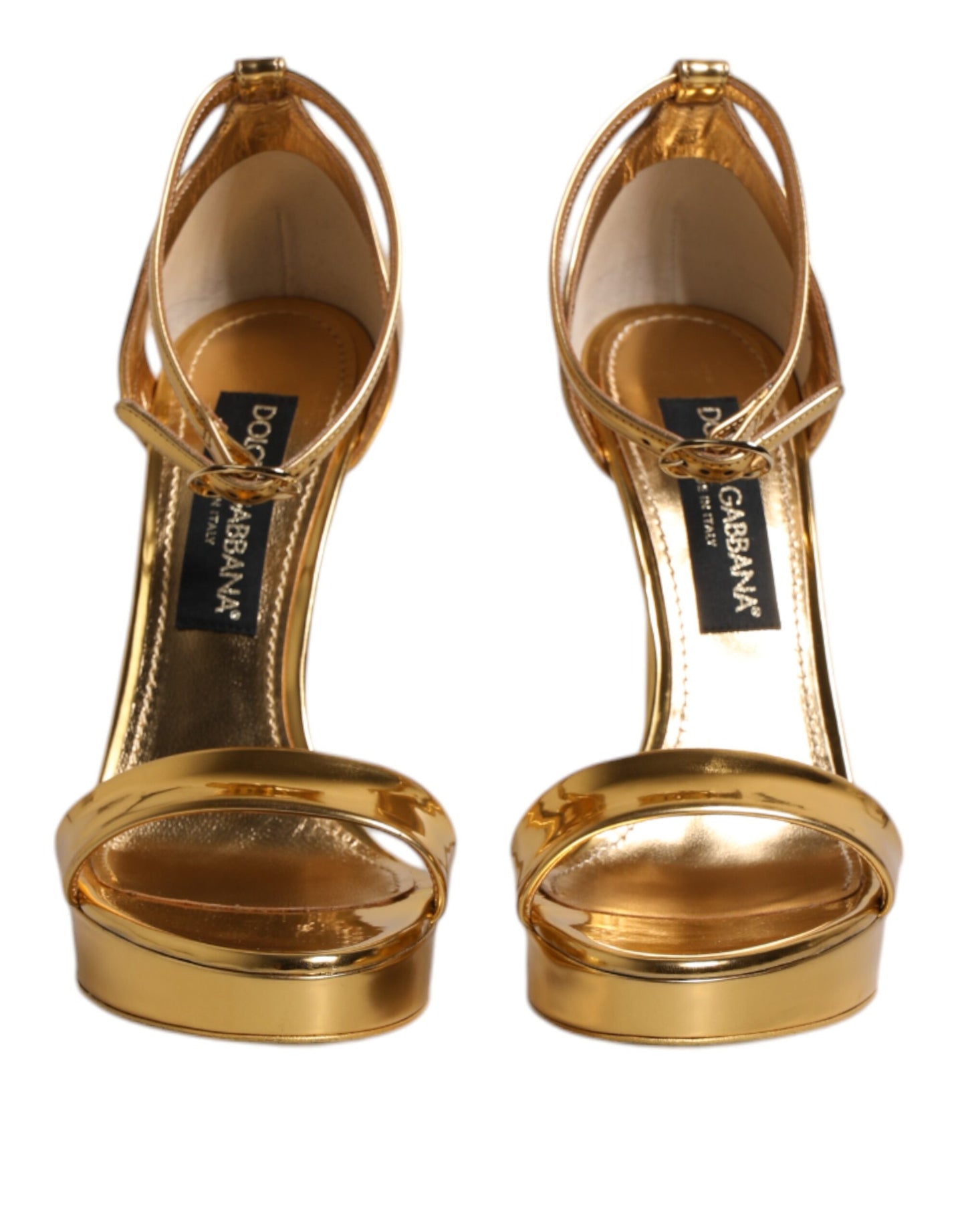 Sandales à plateforme en cuir doré Dolce & Gabbana Keira