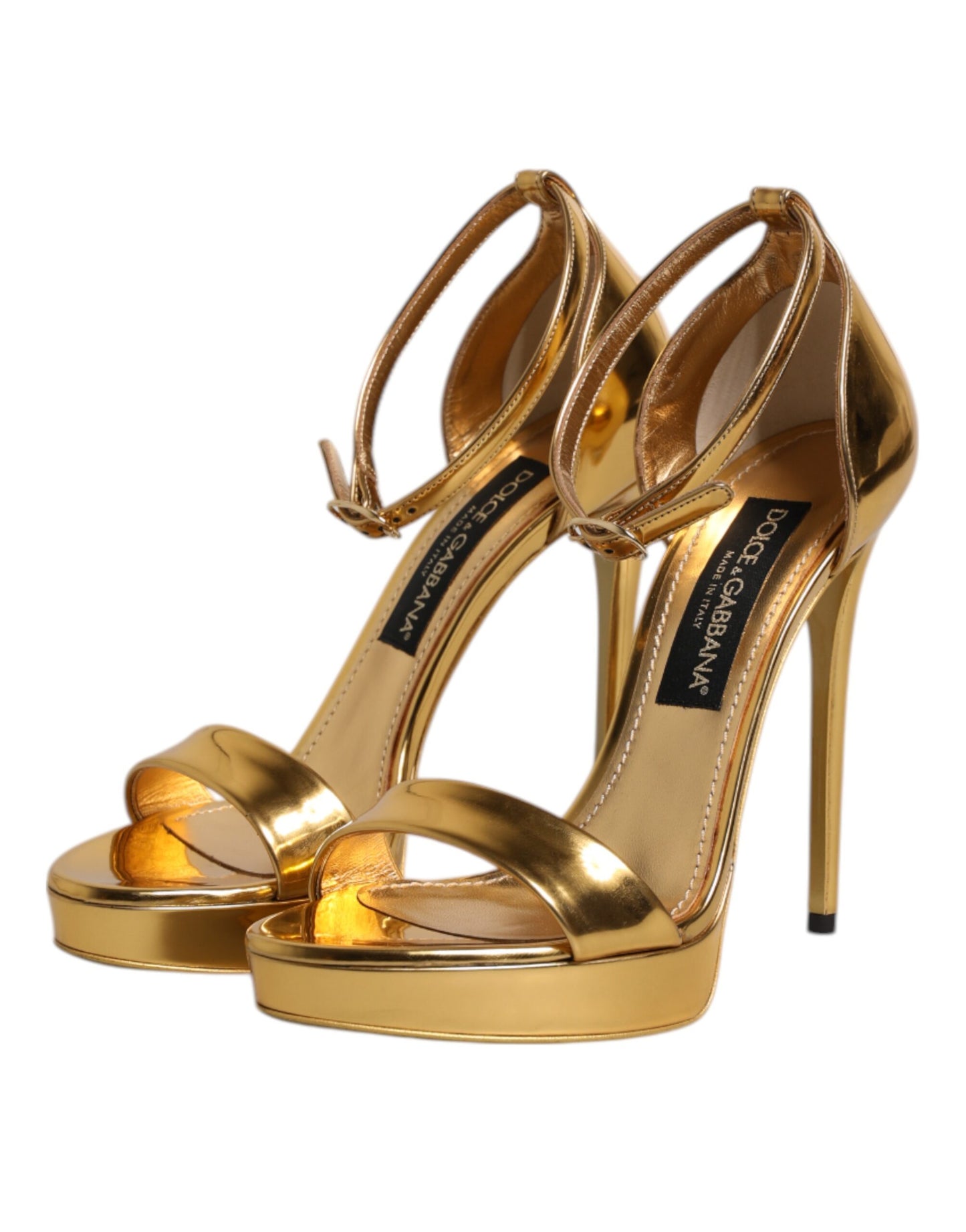 Sandales à plateforme en cuir doré Dolce & Gabbana Keira