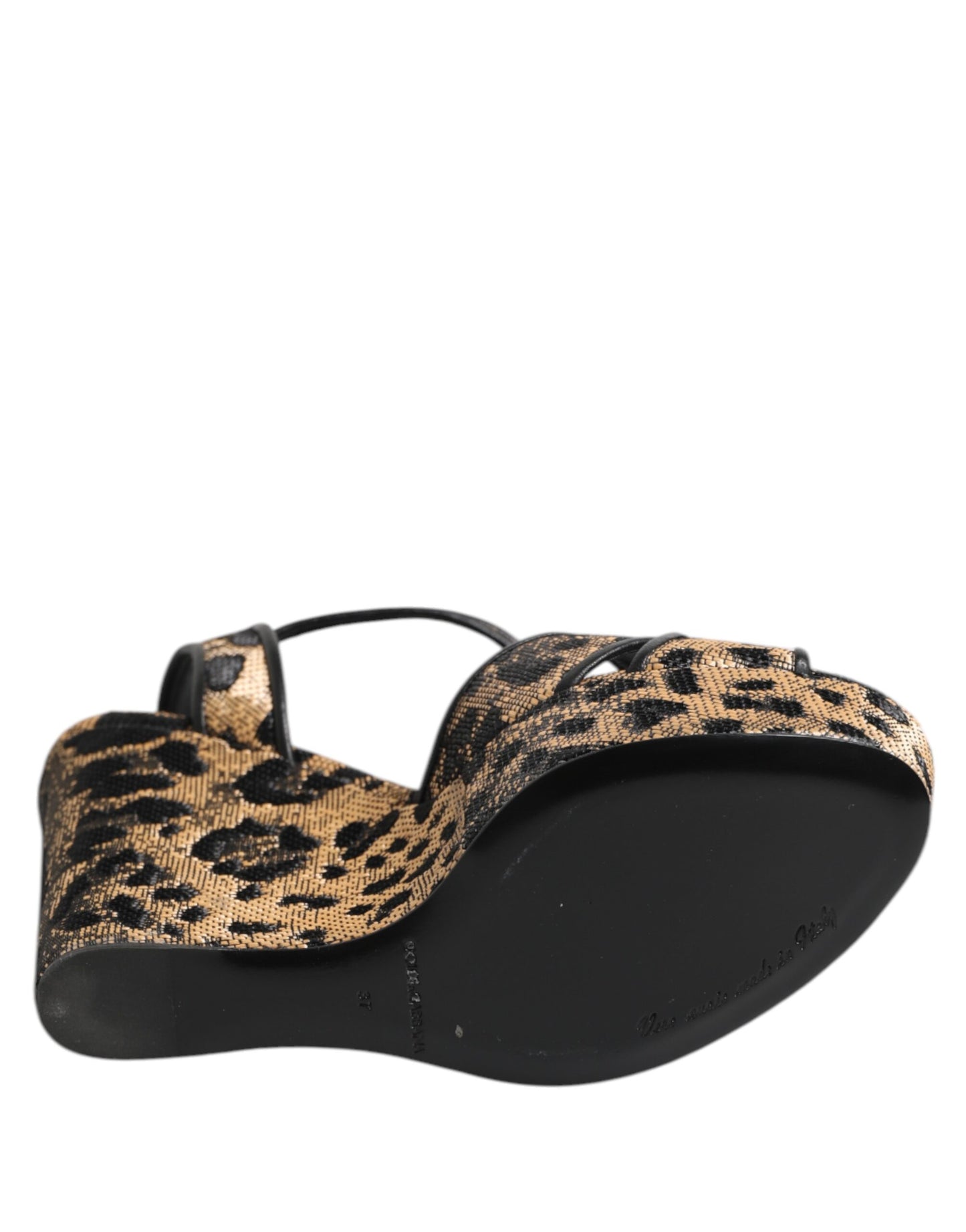 Sandales compensées à bride cheville Dolce & Gabbana à motif léopard marron