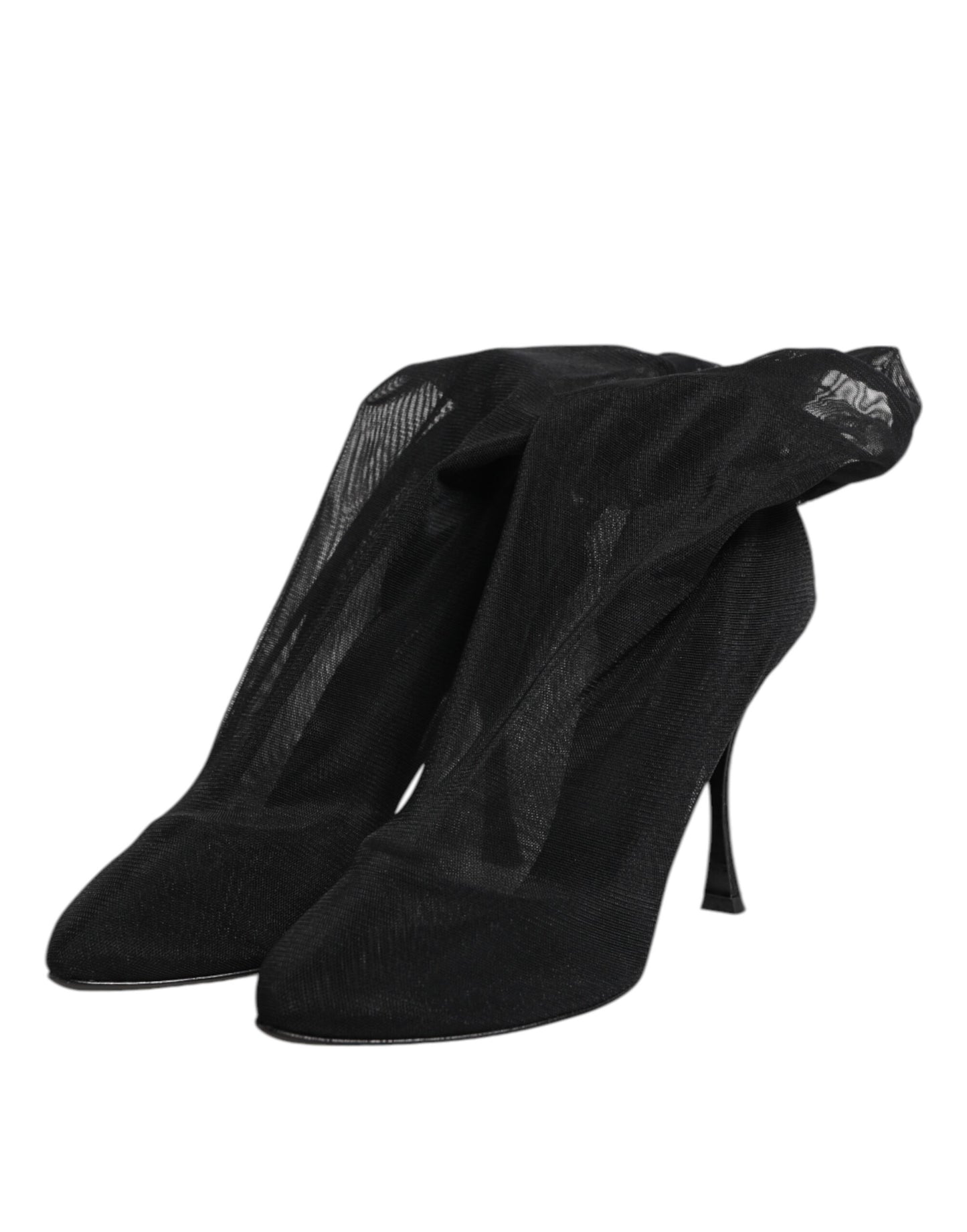 Bottes chaussettes en maille extensible noire en soie Dolce & Gabbana