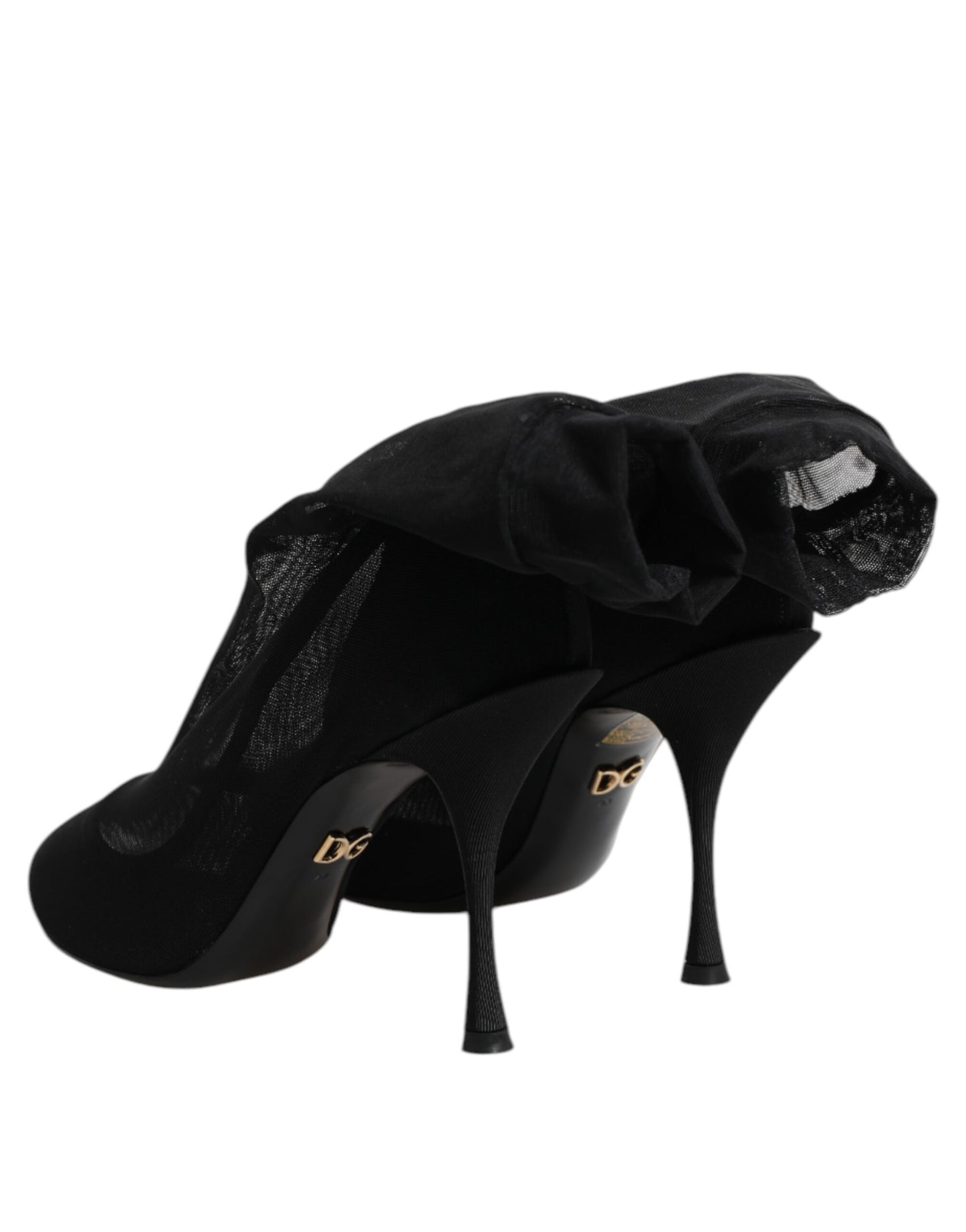 Bottes chaussettes en maille extensible noire en soie Dolce & Gabbana
