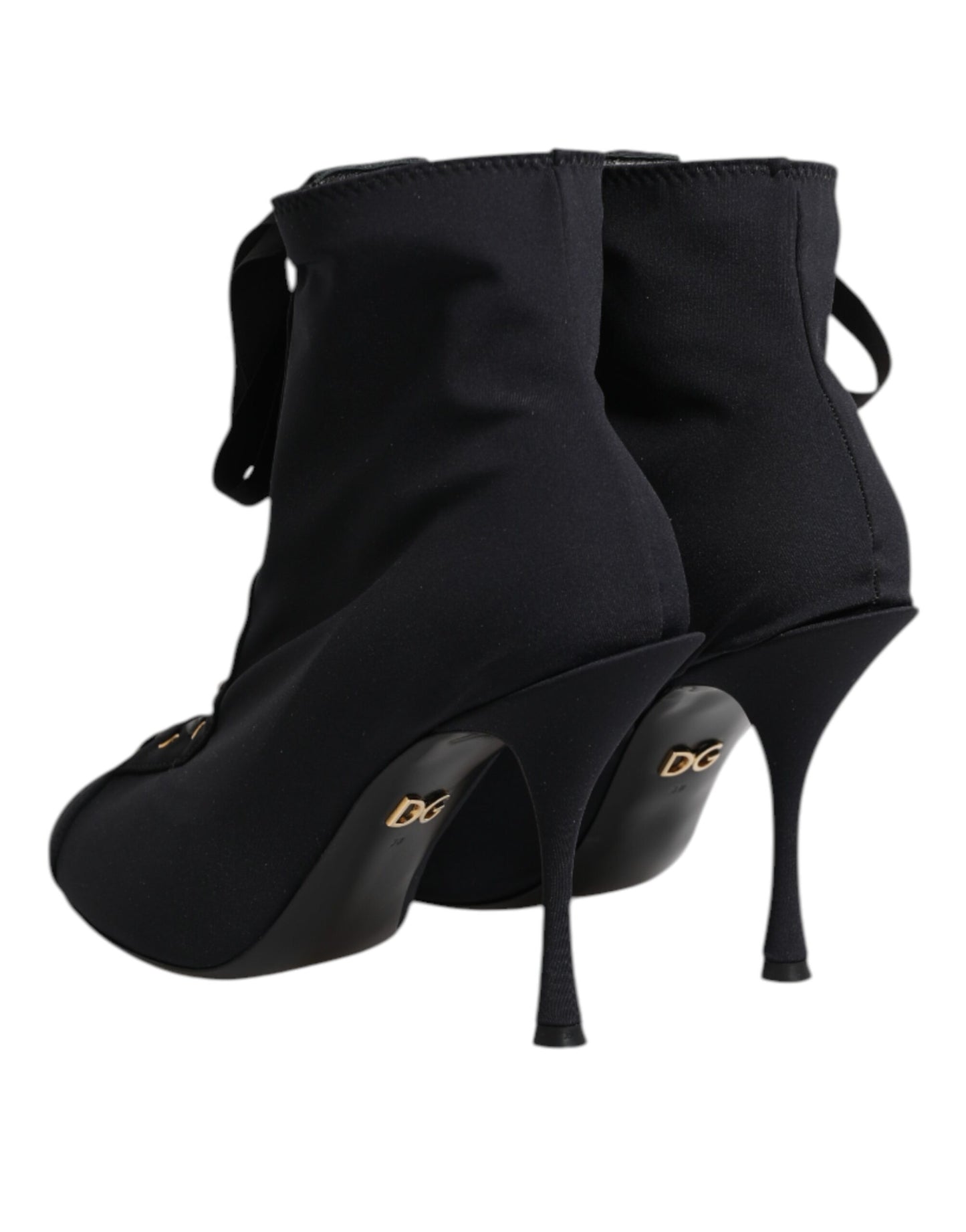 Dolce & Gabbana Schwarze Stiletto-Absätze Schnürstiefel Schuhe