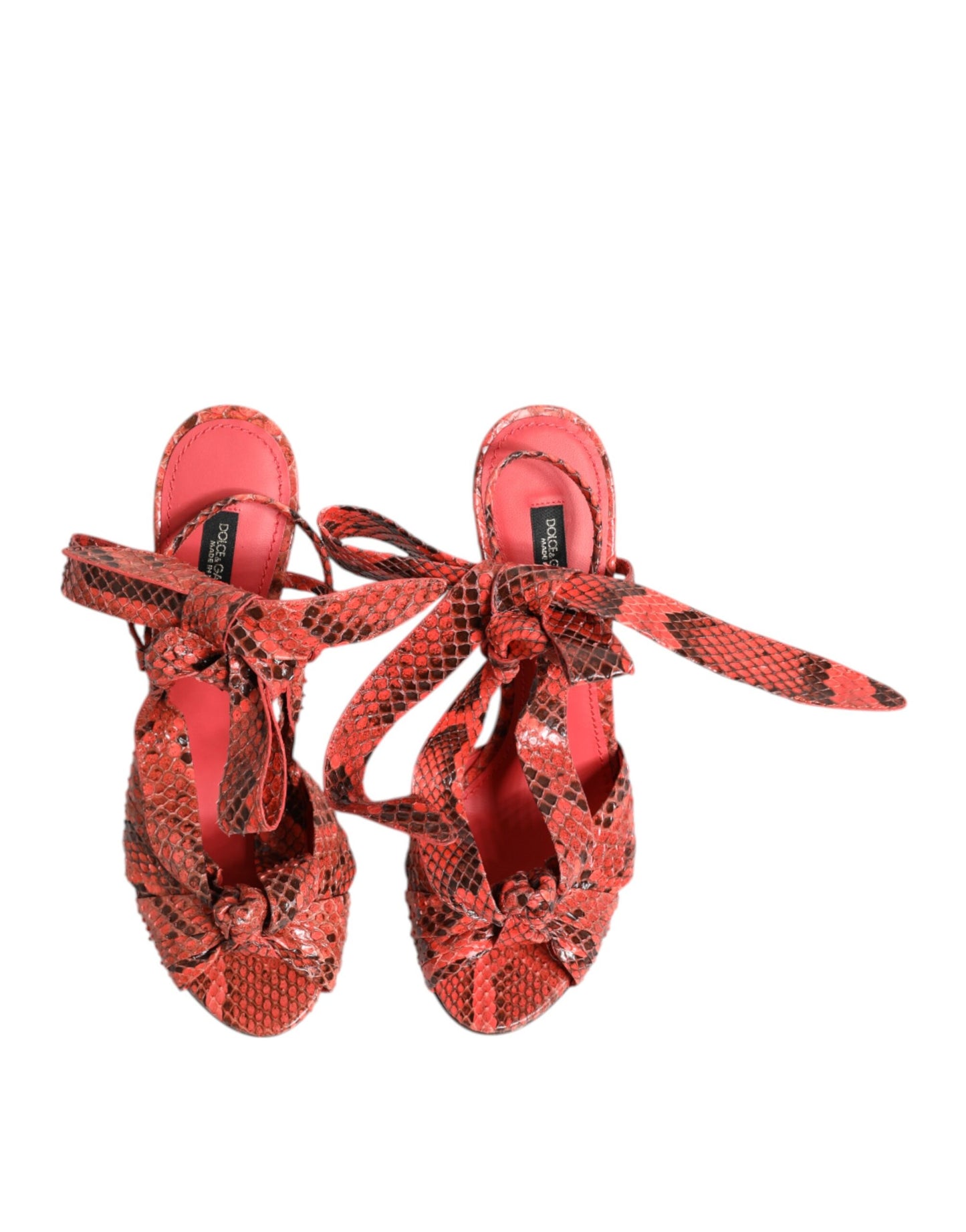 Sandales à talons en cuir python corail Dolce & Gabbana
